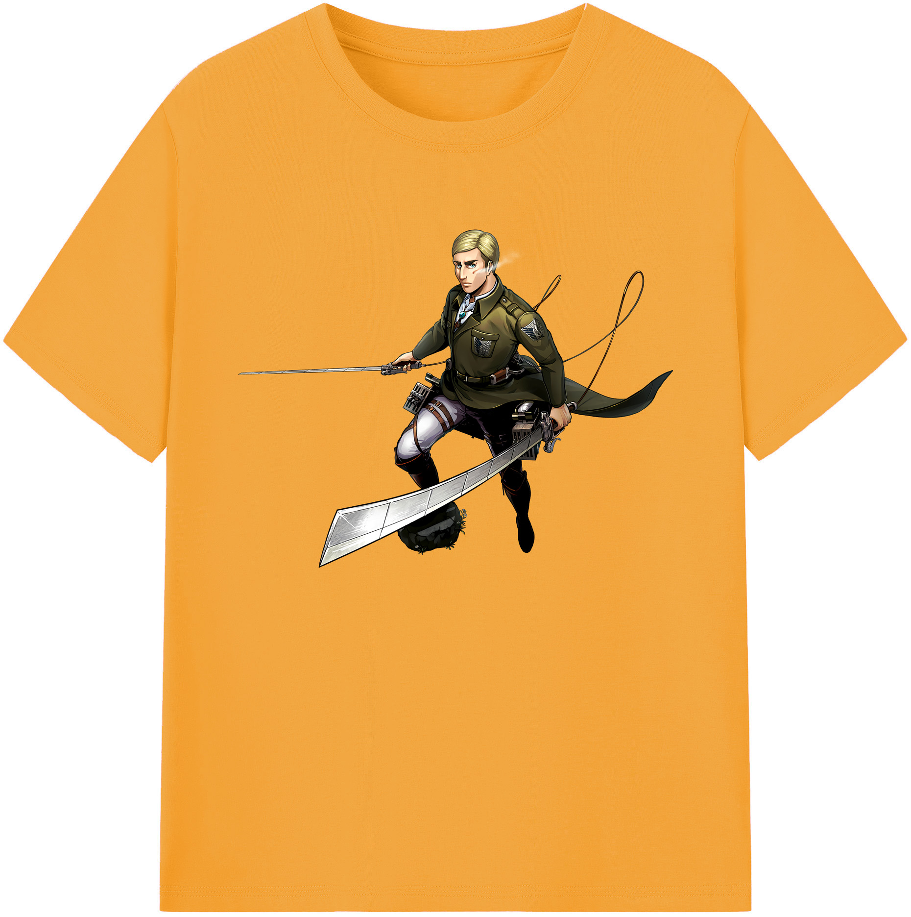 （画像用） 進撃の巨人 エルヴィン・スミス Attack on Titan Erwin Smith 綿100％ メンズ半袖Tシャツ｜肌触りやわらか＆通気性