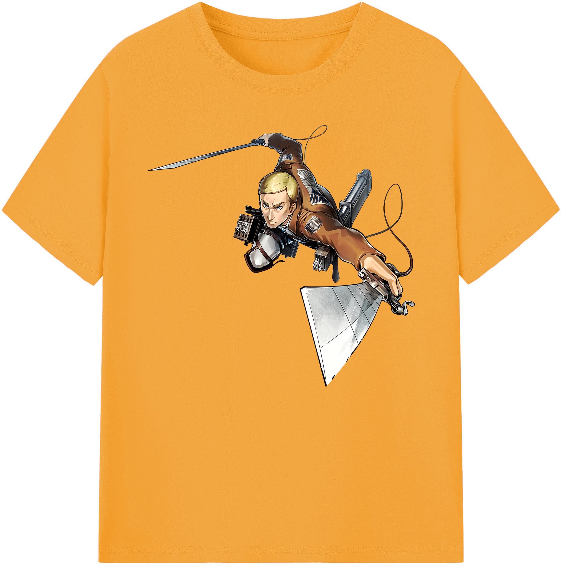 （画像用） 進撃の巨人 エルヴィン・スミス Attack on Titan Erwin Smith 綿100％ メンズ半袖Tシャツ｜肌触りやわらか＆通気性