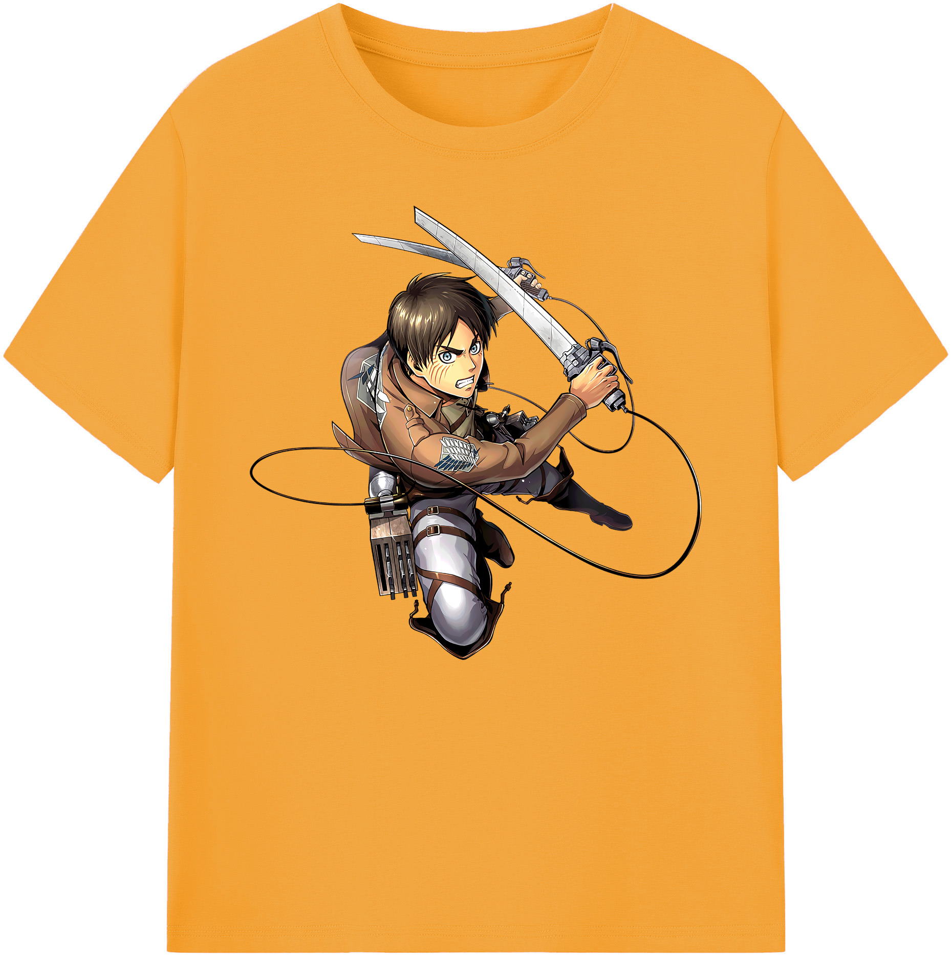 （画像用） 進撃の巨人 エレン･イェーガー Attack on Titan Eren Jäger 綿100％ メンズ半袖Tシャツ｜肌触りやわらか＆通気性