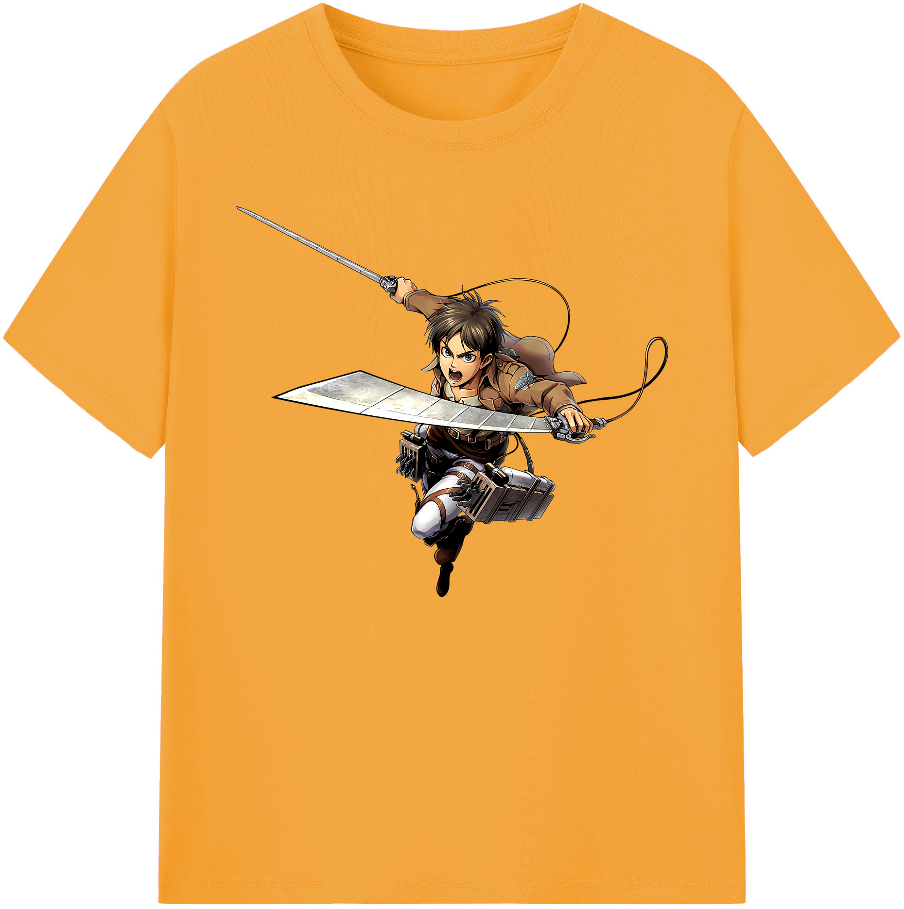 （画像用） 進撃の巨人 エレン･イェーガー Attack on Titan Eren Jäger 綿100％ メンズ半袖Tシャツ｜肌触りやわらか＆通気性