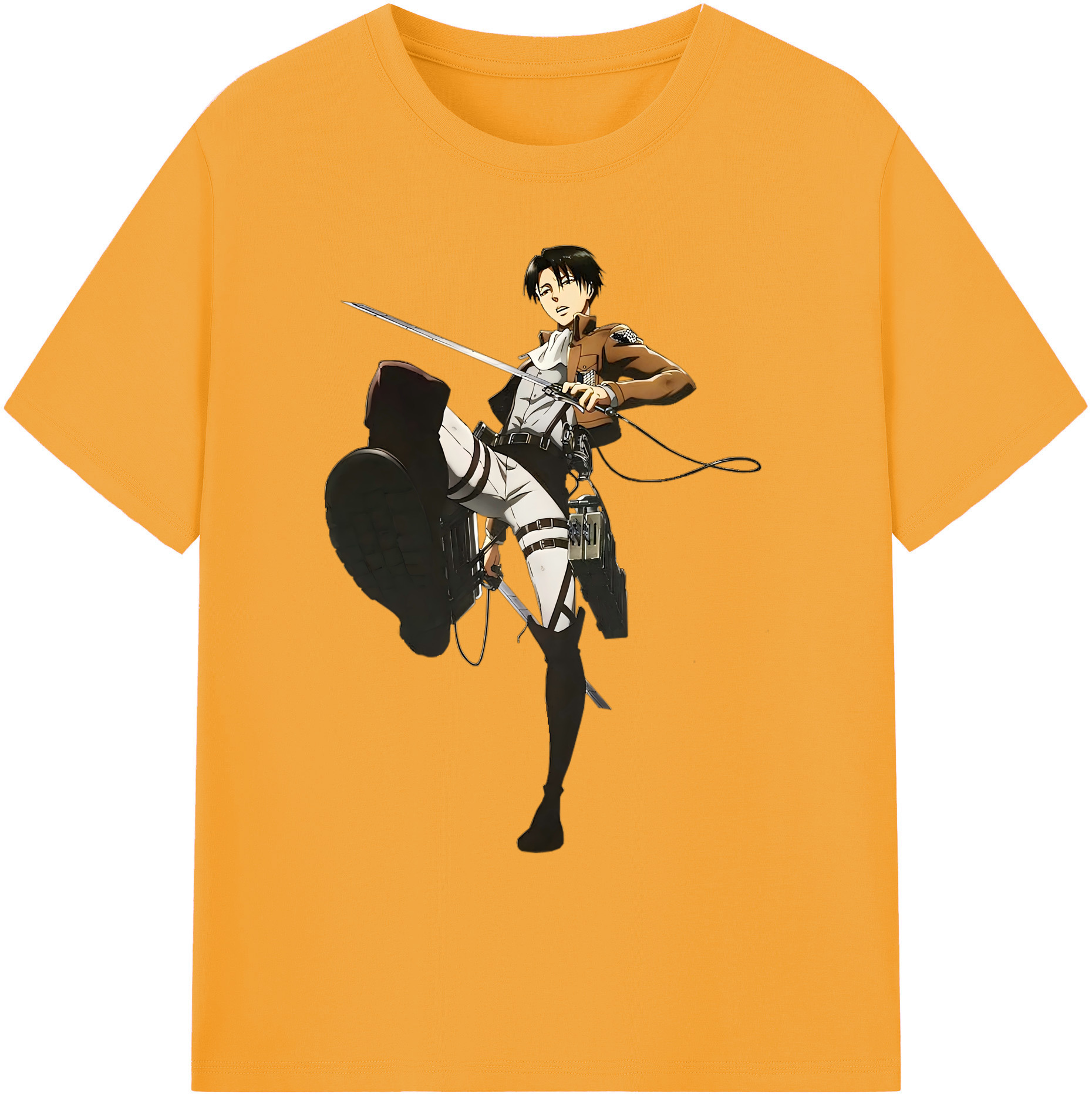 （画像用） 進撃の巨人 リヴァイ·アッカーマン Attack on Titan Levi Ackerman 綿100％ メンズ半袖Tシャツ｜肌触りやわらか＆通気性