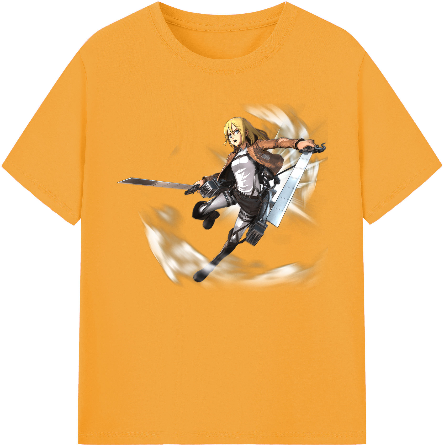 （画像用） 進撃の巨人 クリスタ·レンズ Attack on Titan Christa Lenz 綿100％ メンズ半袖Tシャツ｜肌触りやわらか＆通気性