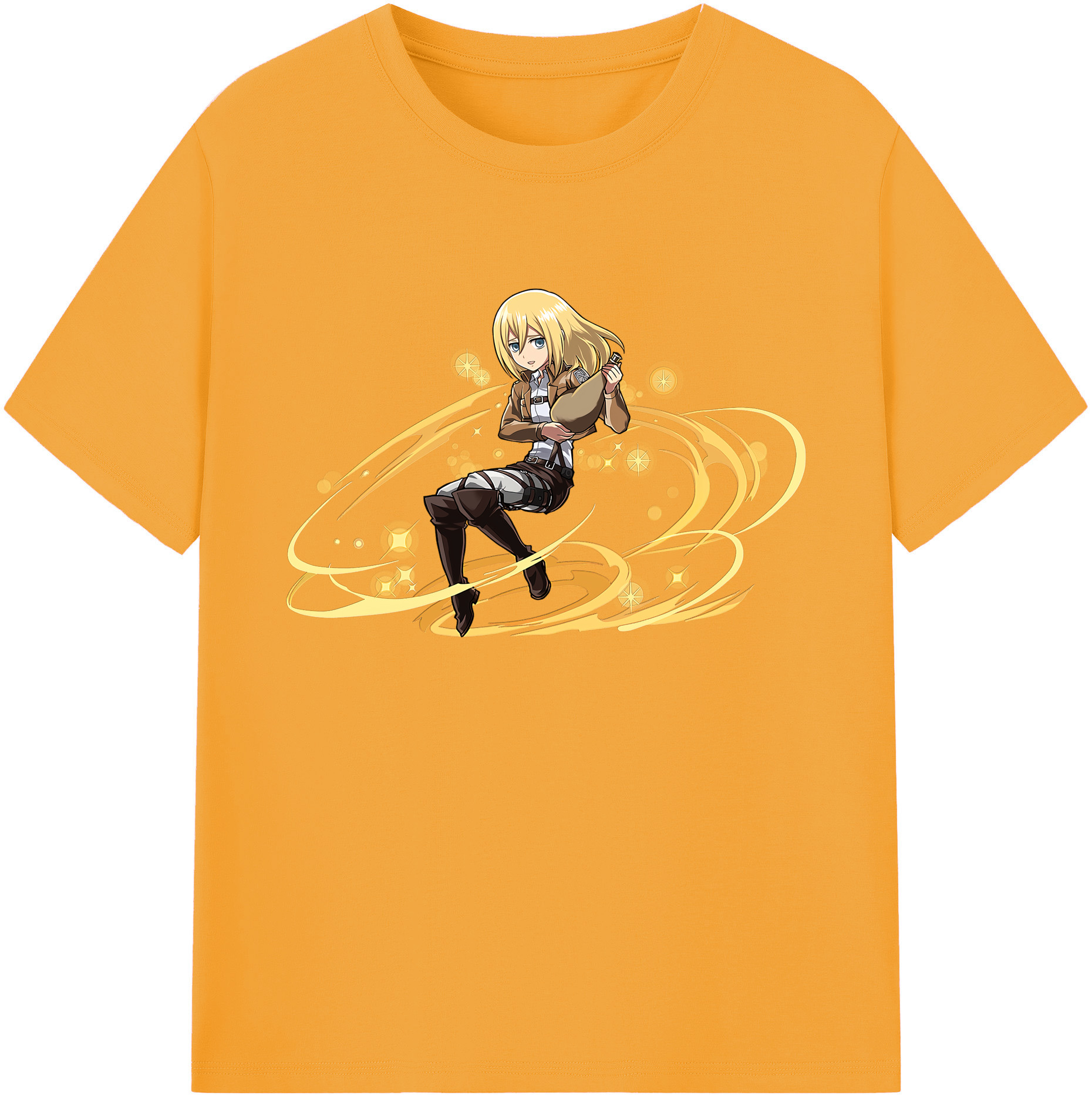 （画像用） 進撃の巨人 クリスタ·レンズ Attack on Titan Christa Lenz 綿100％ メンズ半袖Tシャツ｜肌触りやわらか＆通気性