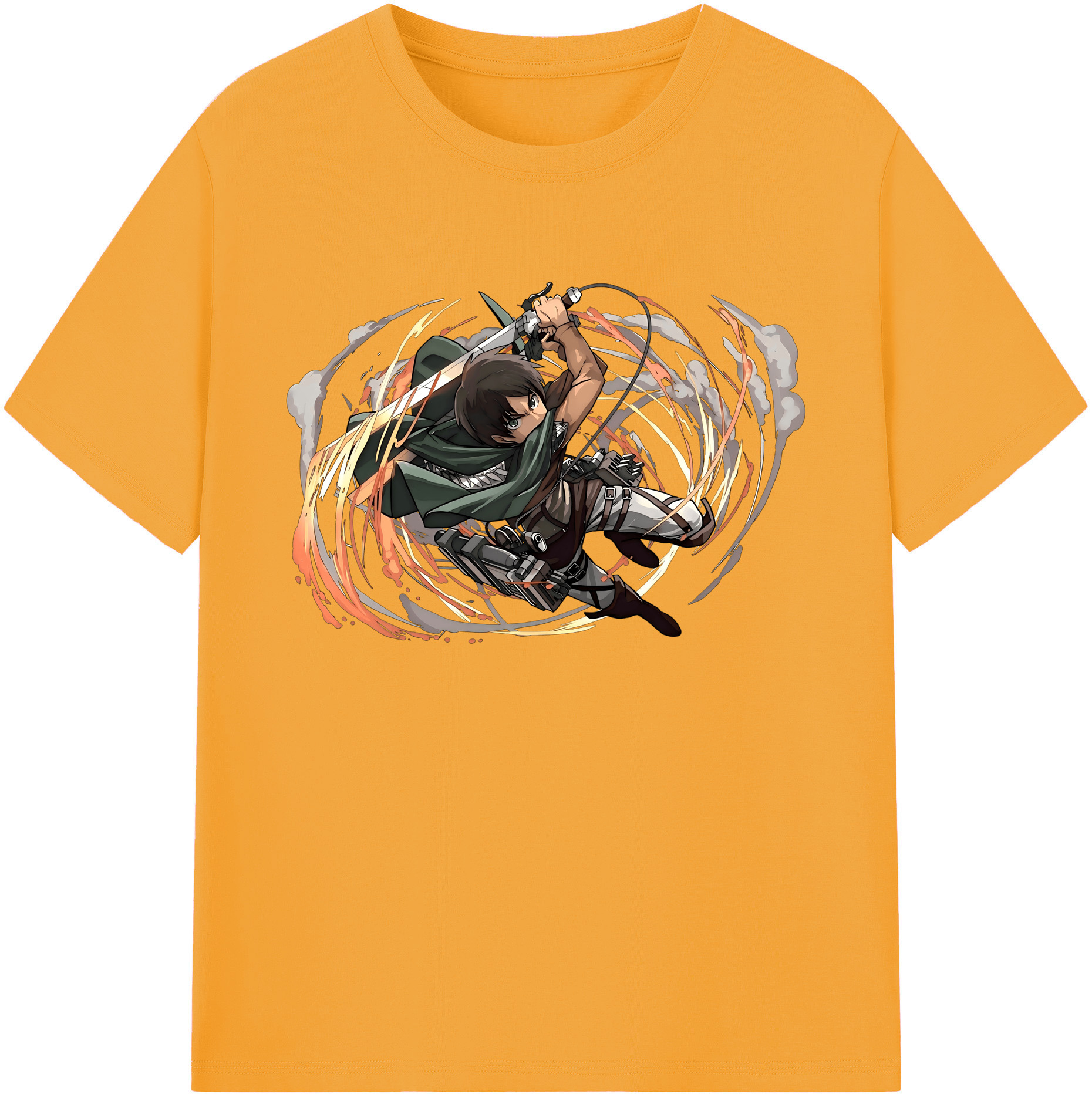 （画像用） 進撃の巨人 エレン･イェーガー Attack on Titan Eren Jäger 綿100％ メンズ半袖Tシャツ｜肌触りやわらか＆通気性