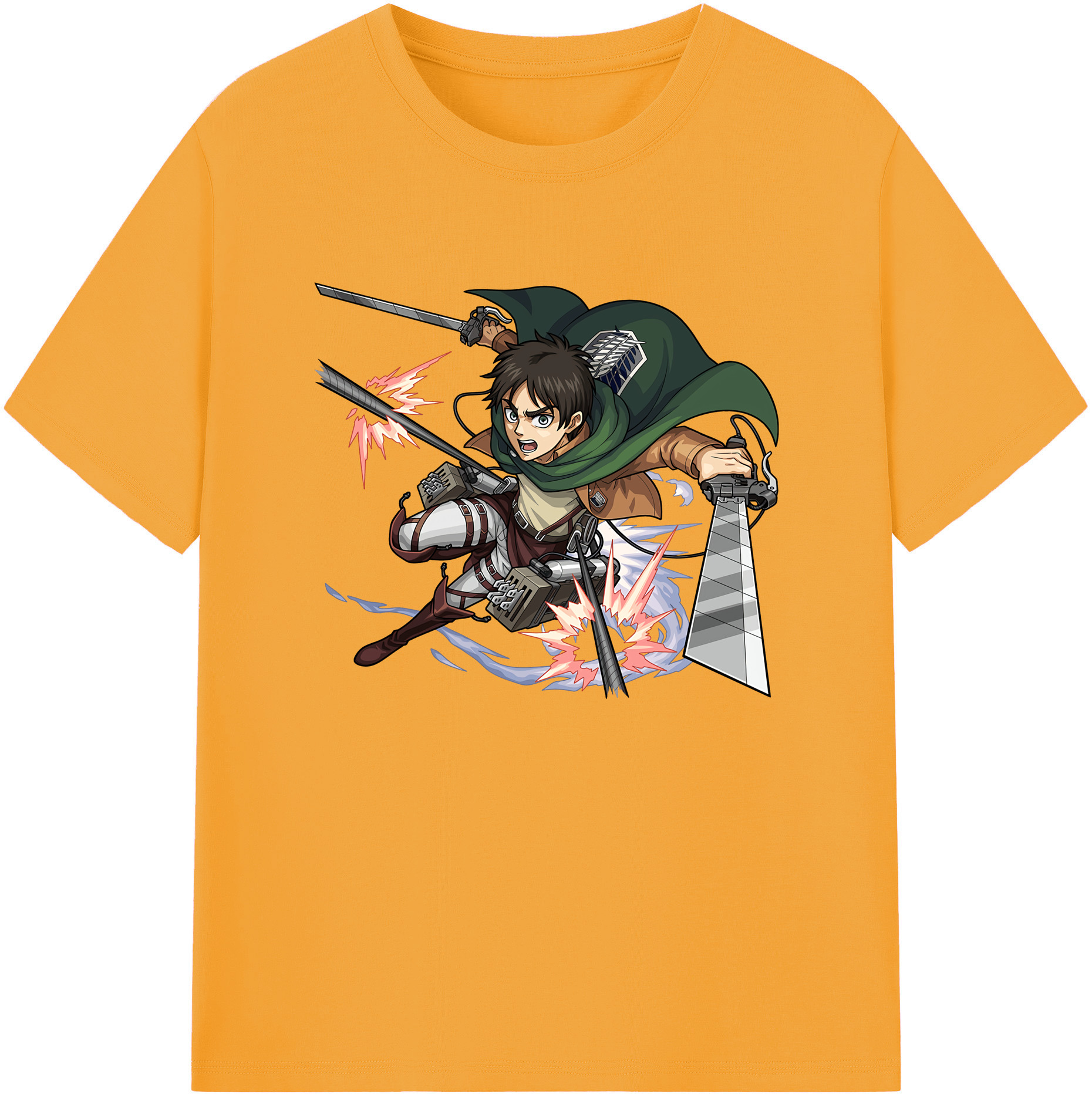 （画像用） 進撃の巨人 エレン･イェーガー Attack on Titan Eren Jäger 綿100％ メンズ半袖Tシャツ｜肌触りやわらか＆通気性