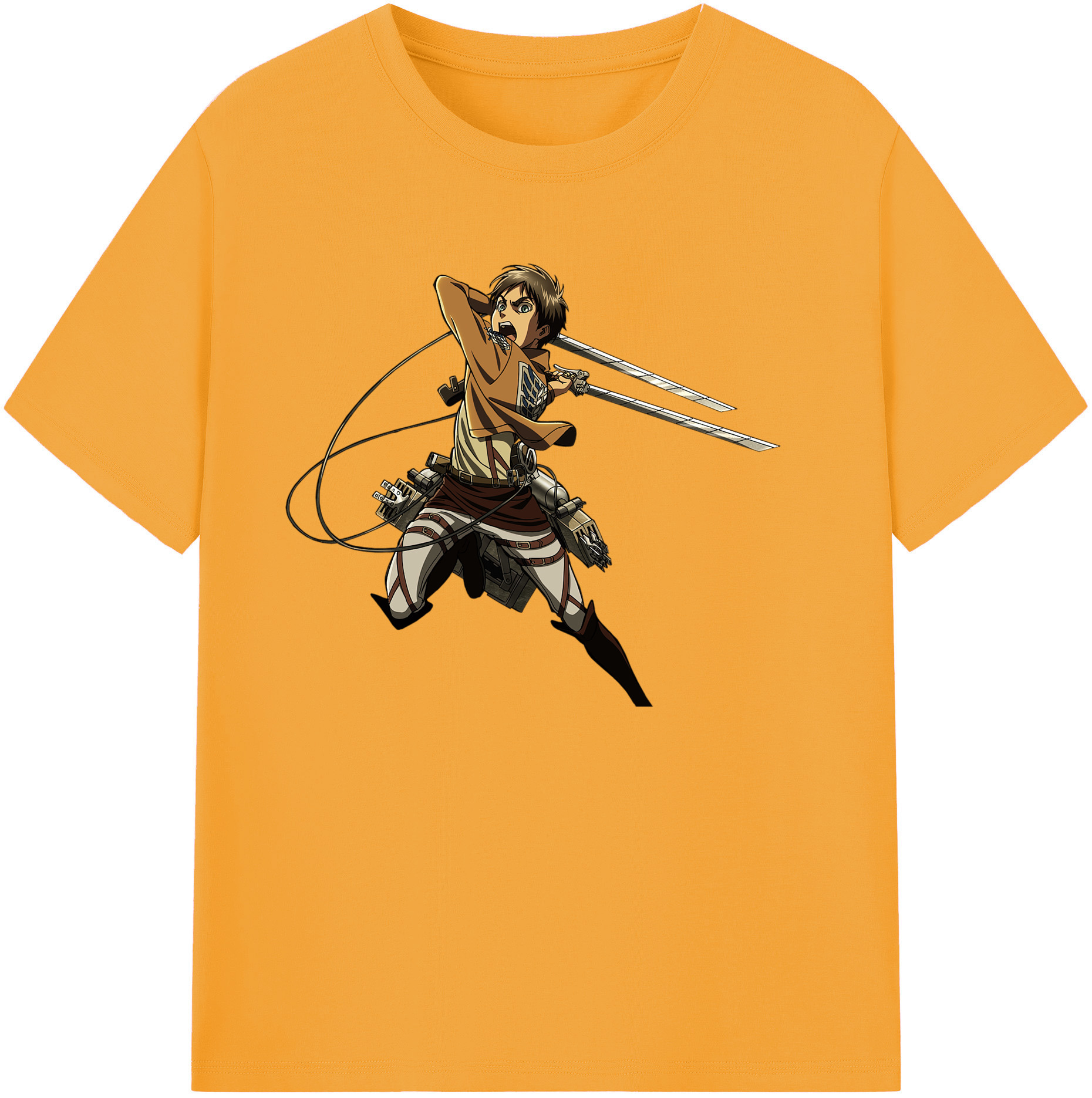 （画像用） 進撃の巨人 エレン･イェーガー Attack on Titan Eren Jäger 綿100％ メンズ半袖Tシャツ｜肌触りやわらか＆通気性