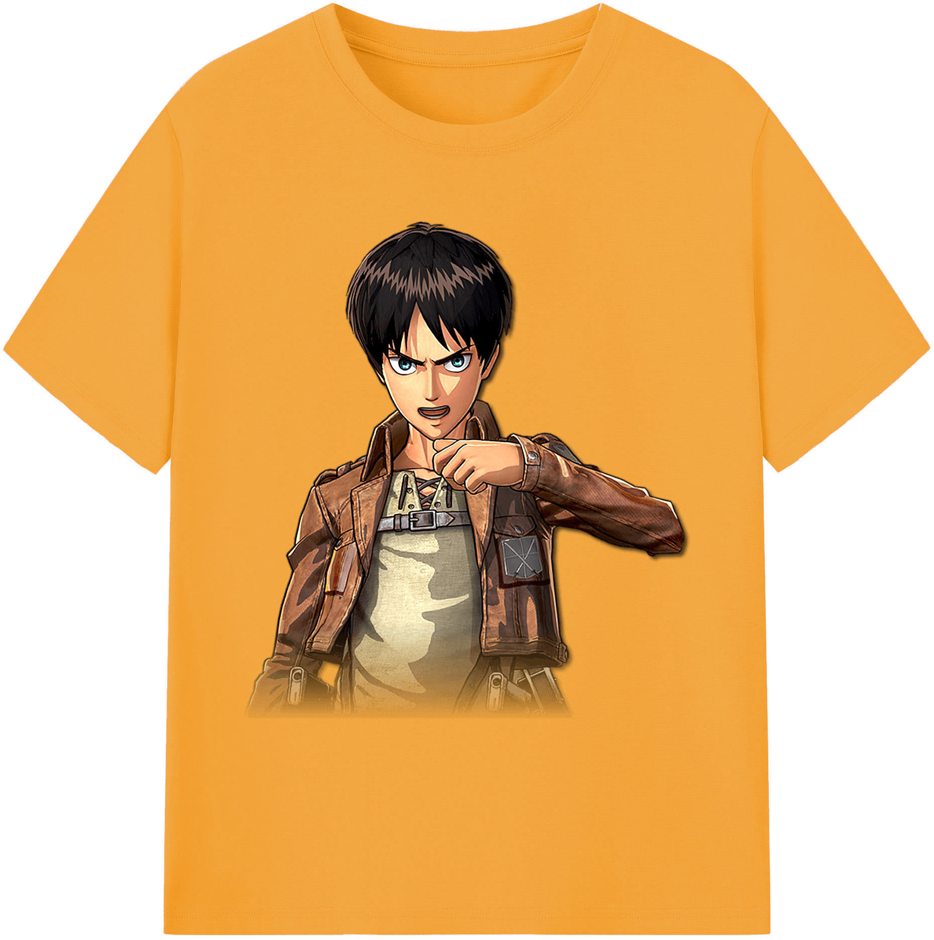 （画像用） 進撃の巨人 エレン･イェーガー Attack on Titan Eren Jäger 綿100％ メンズ半袖Tシャツ｜肌触りやわらか＆通気性