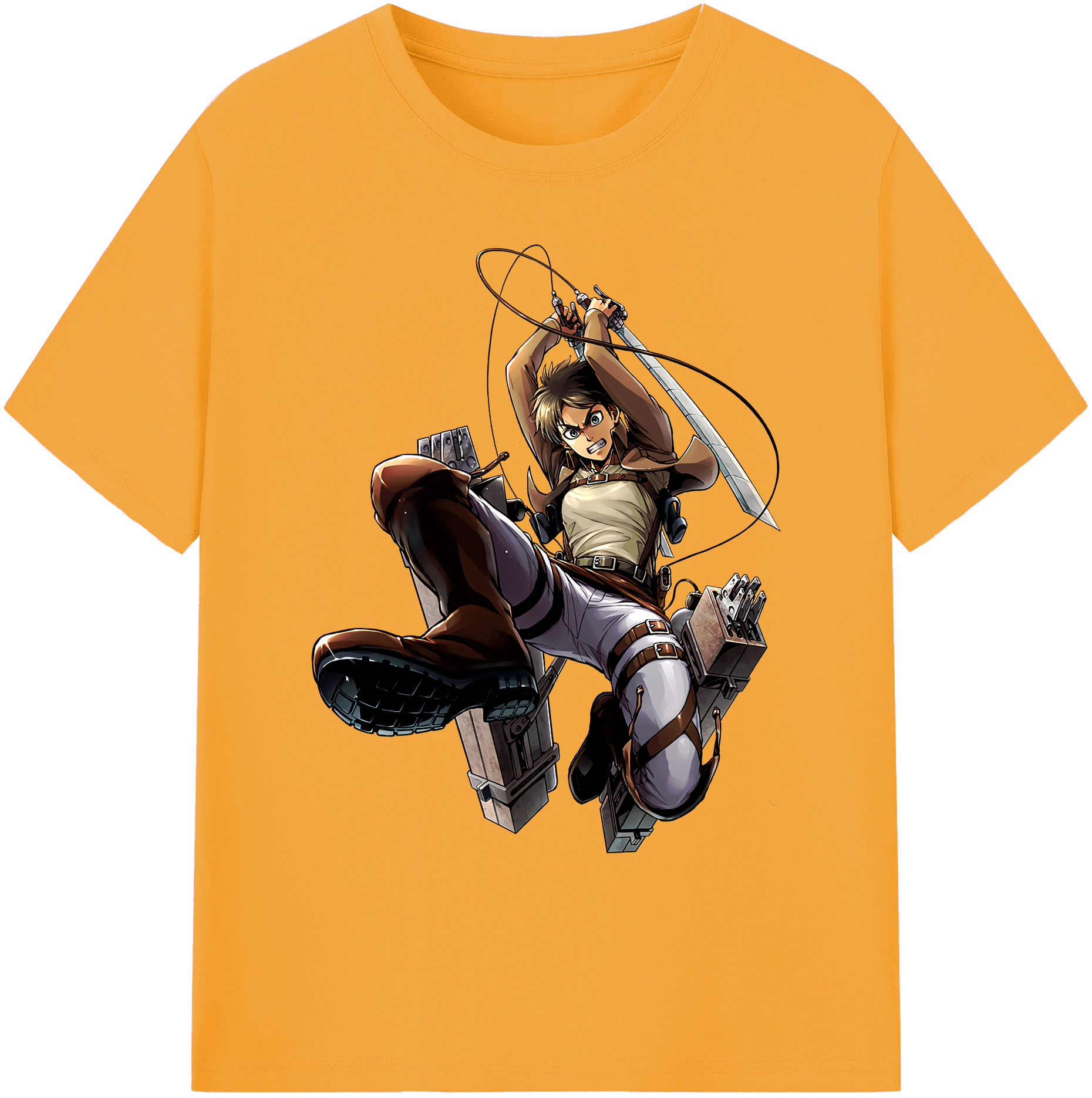 （画像用） 進撃の巨人 エレン･イェーガー Attack on Titan Eren Jäger 綿100％ メンズ半袖Tシャツ｜肌触りやわらか＆通気性