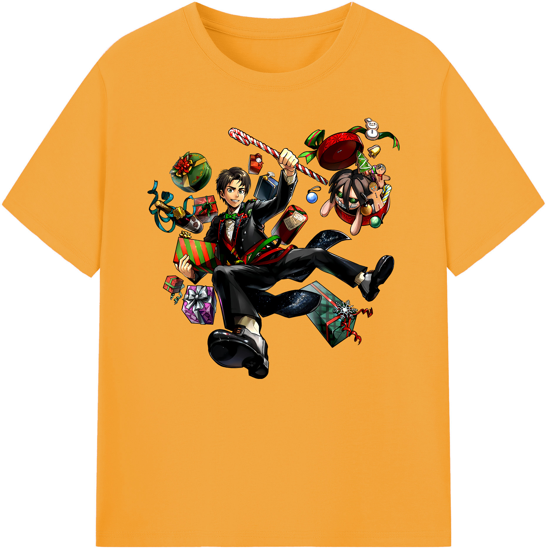 （画像用） 進撃の巨人 エレン･イェーガー Attack on Titan Eren Jäger 綿100％ メンズ半袖Tシャツ｜肌触りやわらか＆通気性