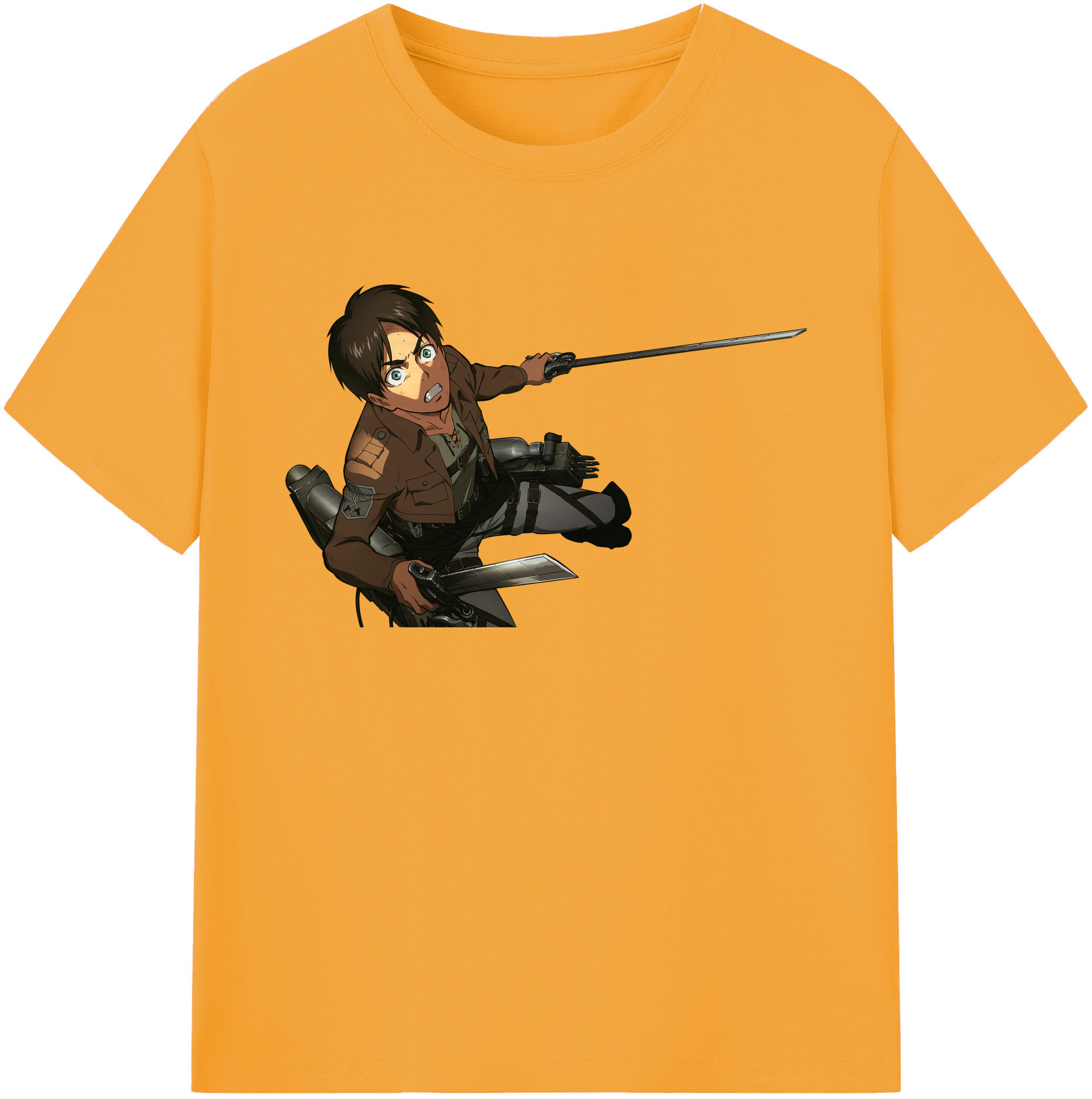 （画像用） 進撃の巨人 エレン･イェーガー Attack on Titan Eren Jäger 綿100％ メンズ半袖Tシャツ｜肌触りやわらか＆通気性
