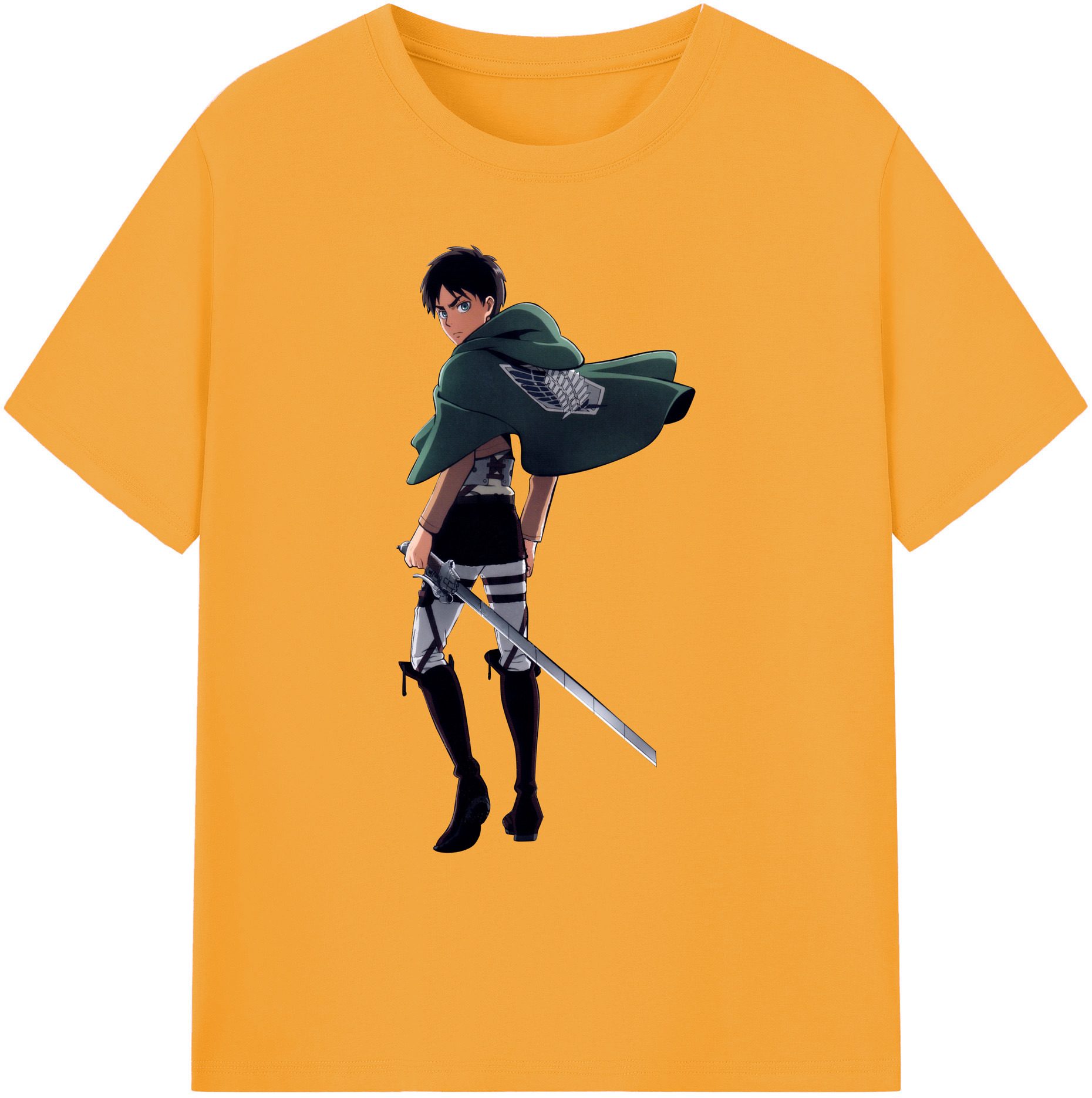 （画像用） 進撃の巨人 エレン･イェーガー Attack on Titan Eren Jäger 綿100％ メンズ半袖Tシャツ｜肌触りやわらか＆通気性