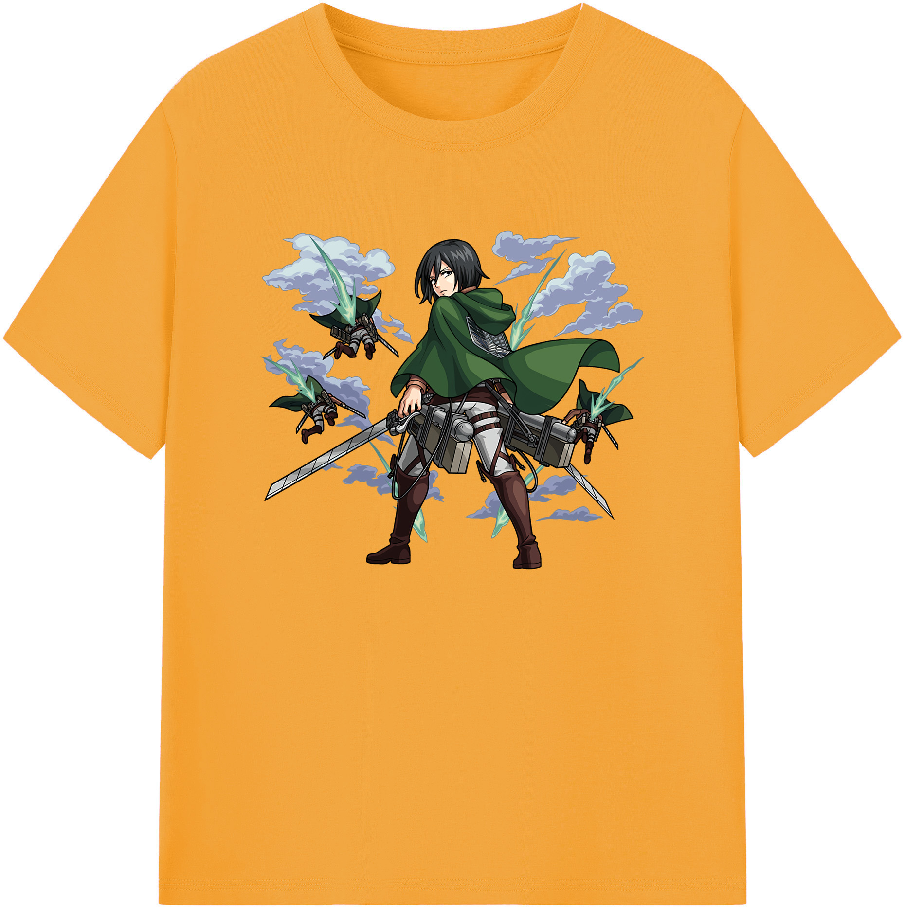（画像用） 進撃の巨人 ミカサ·アッカーマン Attack on Titan Mikasa Ackerman 綿100％ メンズ半袖Tシャツ｜肌触りやわらか＆通気性