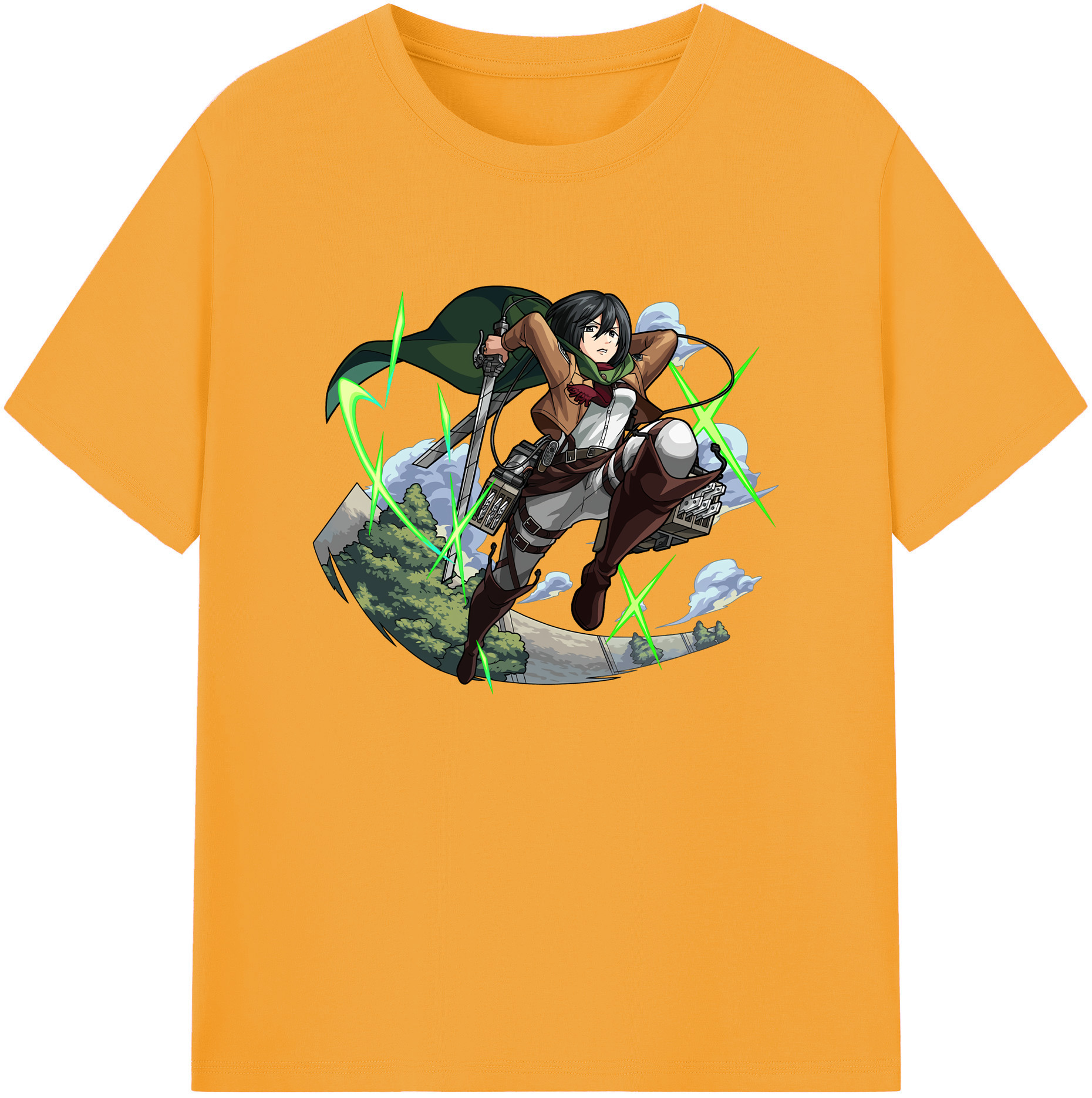 （画像用） 進撃の巨人 ミカサ·アッカーマン Attack on Titan Mikasa Ackerman 綿100％ メンズ半袖Tシャツ｜肌触りやわらか＆通気性