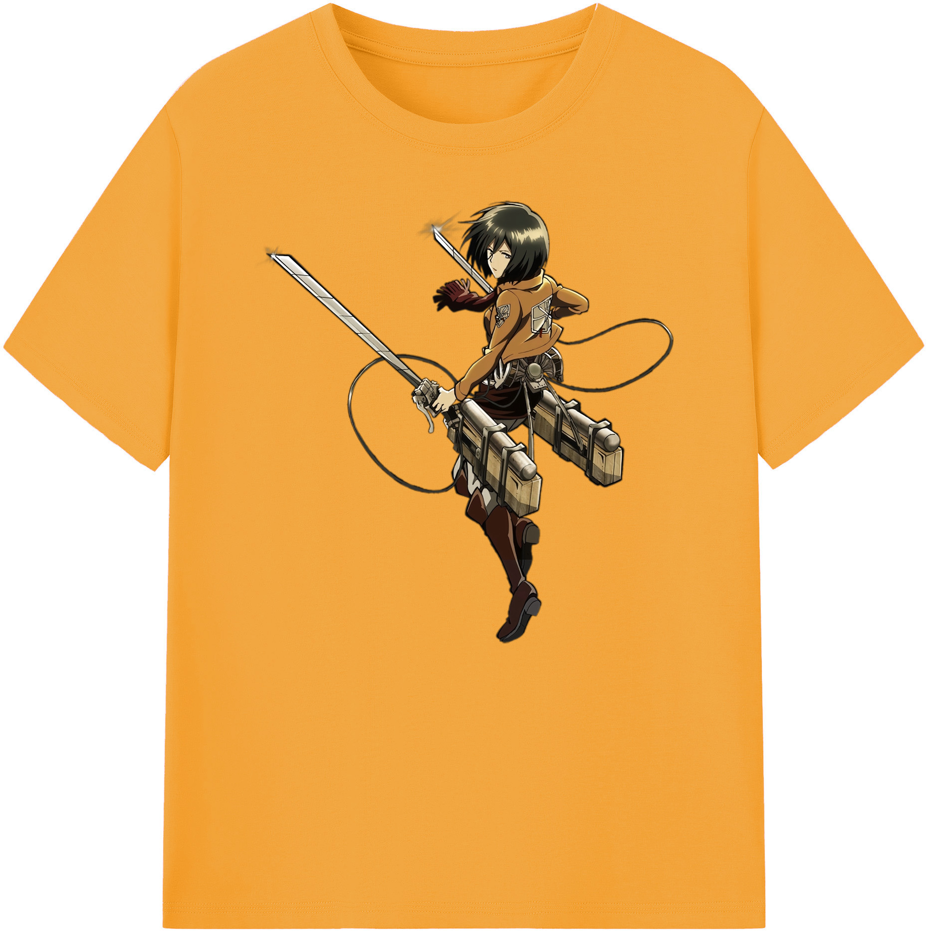 （画像用） 進撃の巨人 ミカサ·アッカーマン Attack on Titan Mikasa Ackerman 綿100％ メンズ半袖Tシャツ｜肌触りやわらか＆通気性