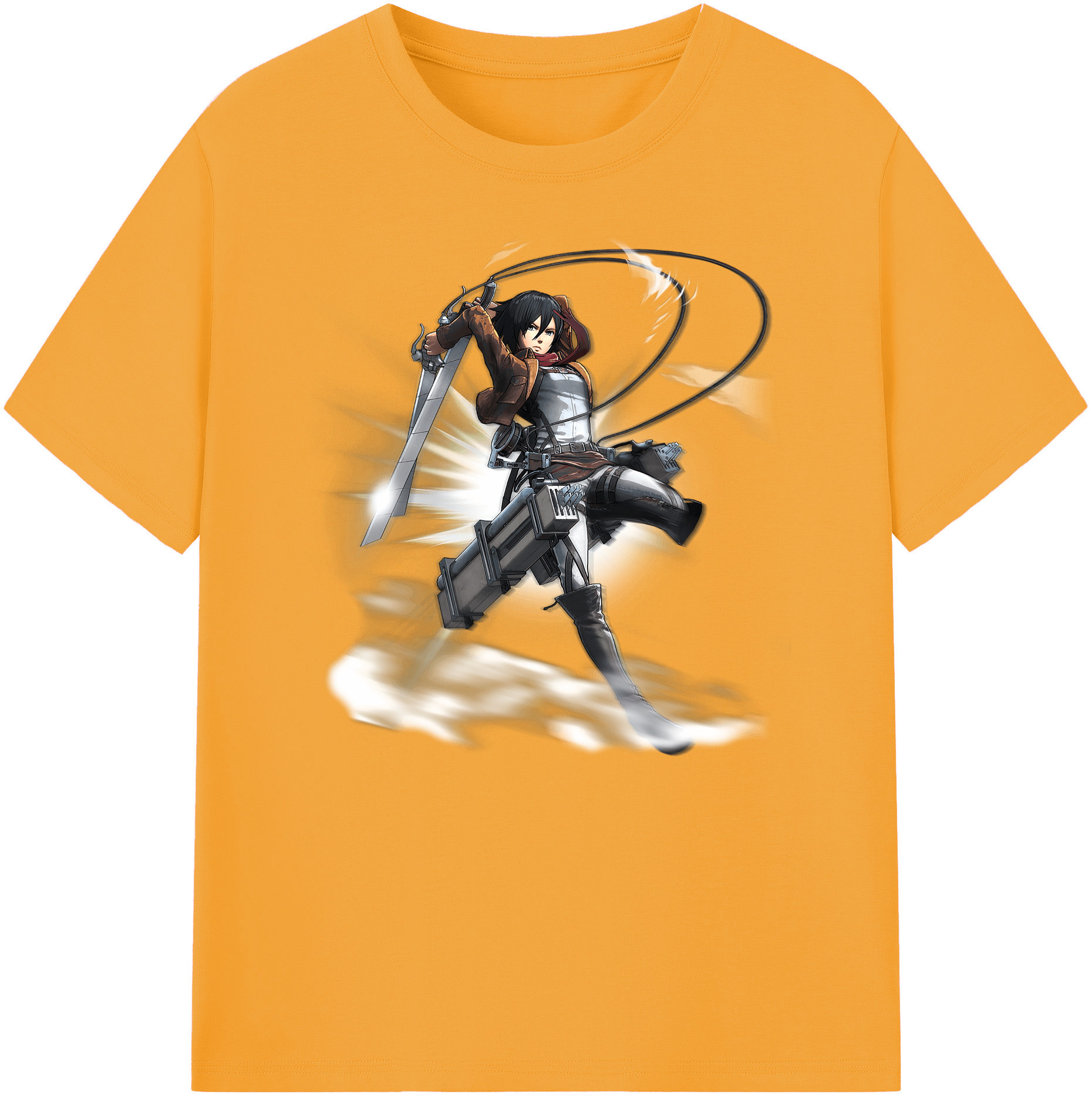 （画像用） 進撃の巨人 ミカサ·アッカーマン Attack on Titan Mikasa Ackerman 綿100％ メンズ半袖Tシャツ｜肌触りやわらか＆通気性