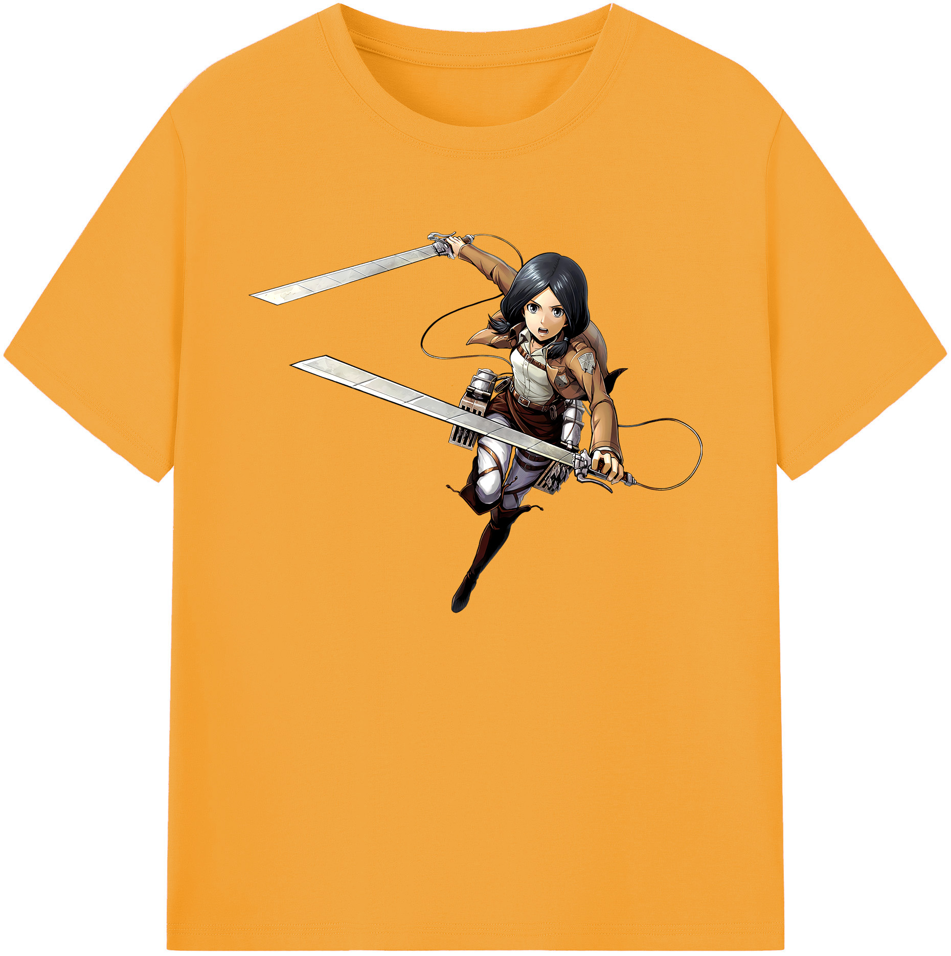 （画像用） 進撃の巨人 ミカサ·アッカーマン Attack on Titan Mikasa Ackerman 綿100％ メンズ半袖Tシャツ｜肌触りやわらか＆通気性