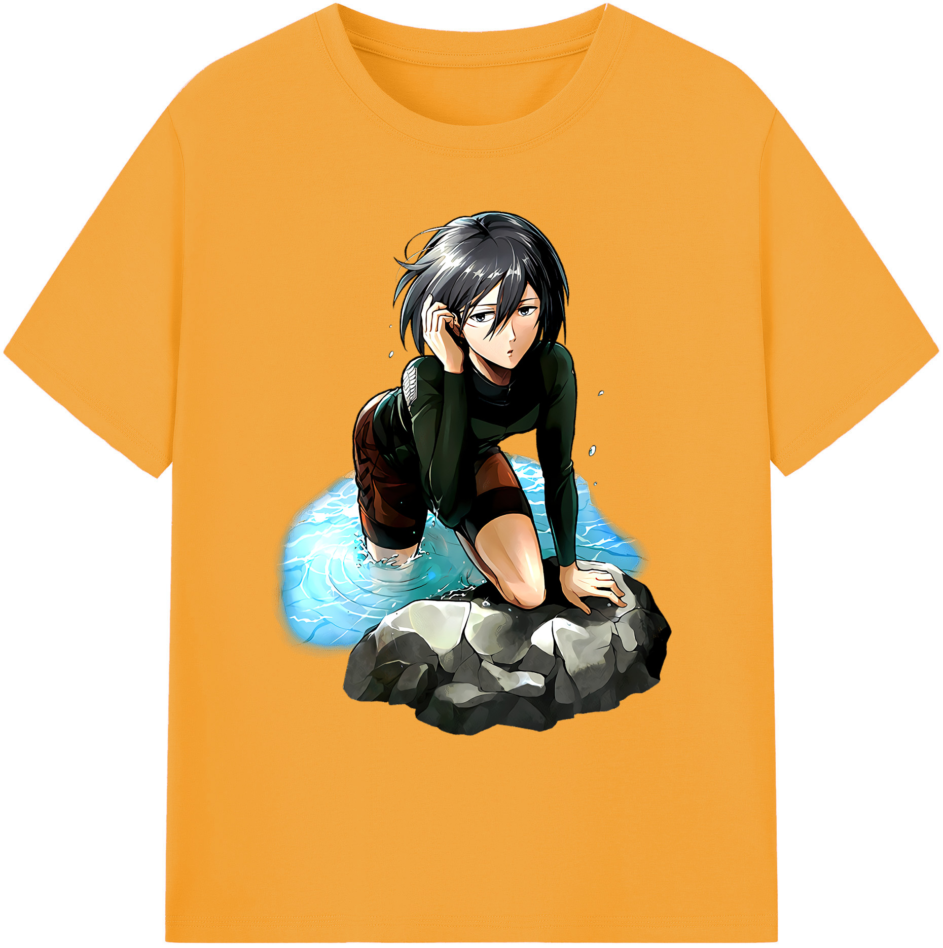 （画像用） 進撃の巨人 ミカサ·アッカーマン Attack on Titan Mikasa Ackerman 綿100％ メンズ半袖Tシャツ｜肌触りやわらか＆通気性