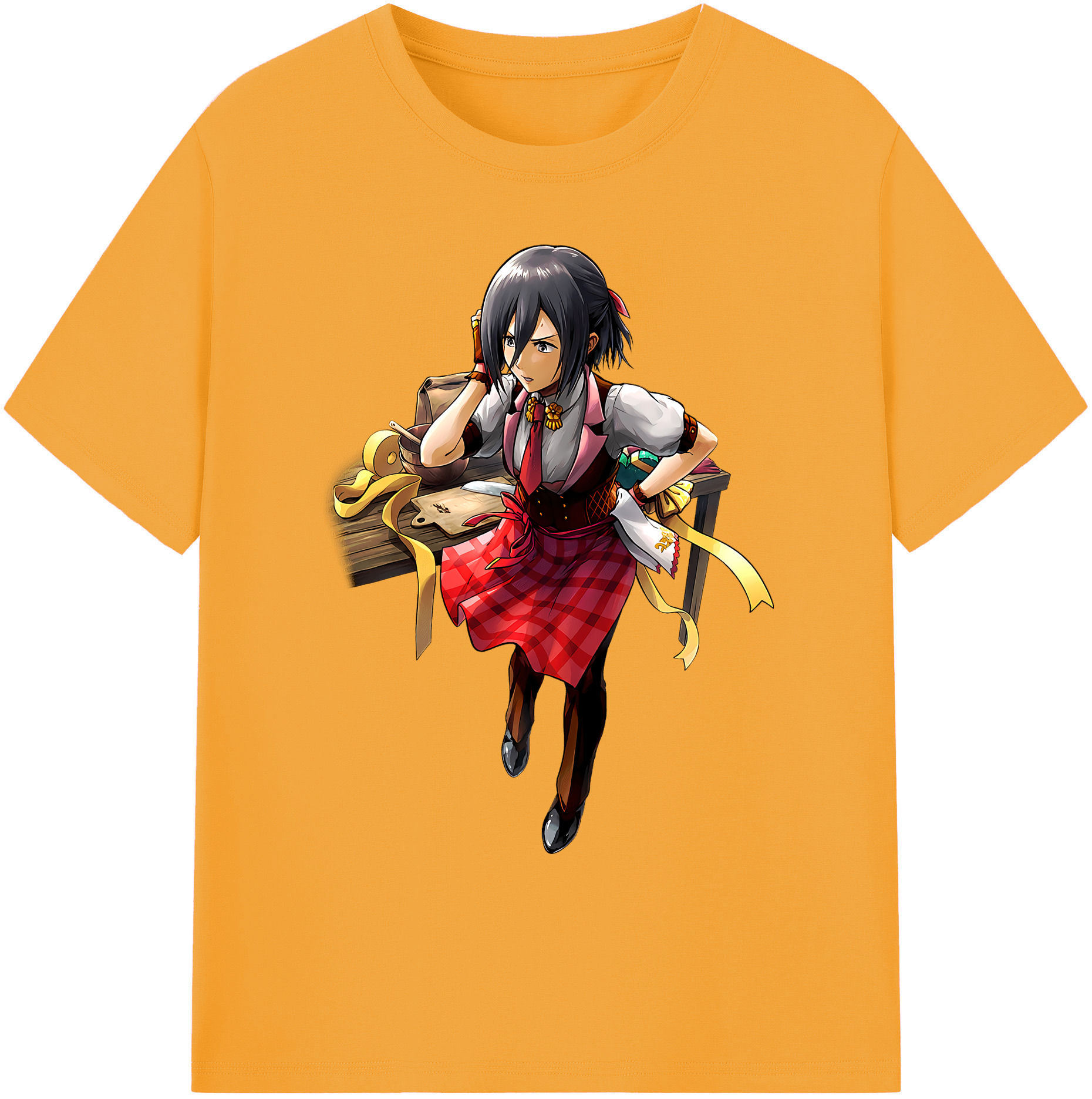 （画像用） 進撃の巨人 ミカサ·アッカーマン Attack on Titan Mikasa Ackerman 綿100％ メンズ半袖Tシャツ｜肌触りやわらか＆通気性
