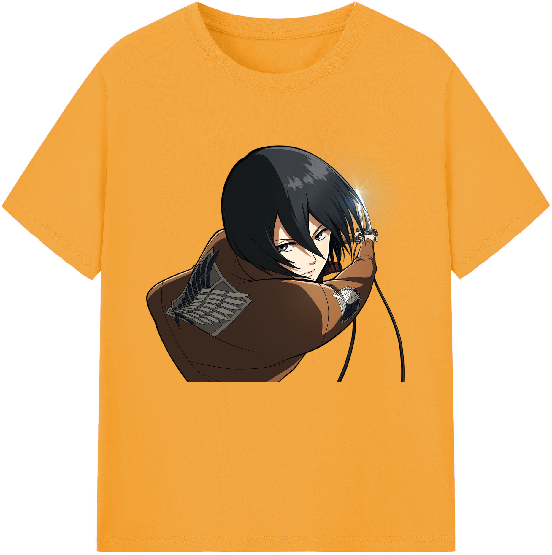 （画像用） 進撃の巨人 ミカサ·アッカーマン Attack on Titan Mikasa Ackerman 綿100％ メンズ半袖Tシャツ｜肌触りやわらか＆通気性