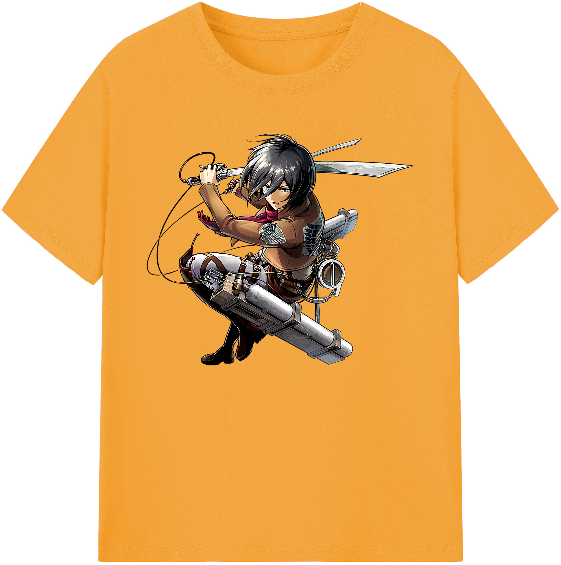（画像用） 進撃の巨人 ミカサ·アッカーマン Attack on Titan Mikasa Ackerman 綿100％ メンズ半袖Tシャツ｜肌触りやわらか＆通気性