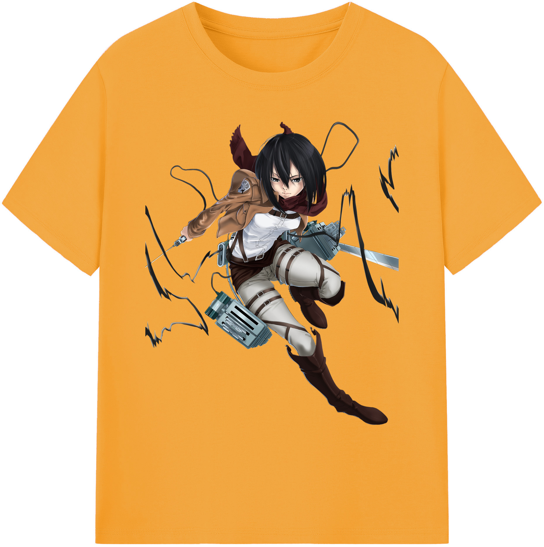 （画像用） 進撃の巨人 ミカサ·アッカーマン Attack on Titan Mikasa Ackerman 綿100％ メンズ半袖Tシャツ｜肌触りやわらか＆通気性