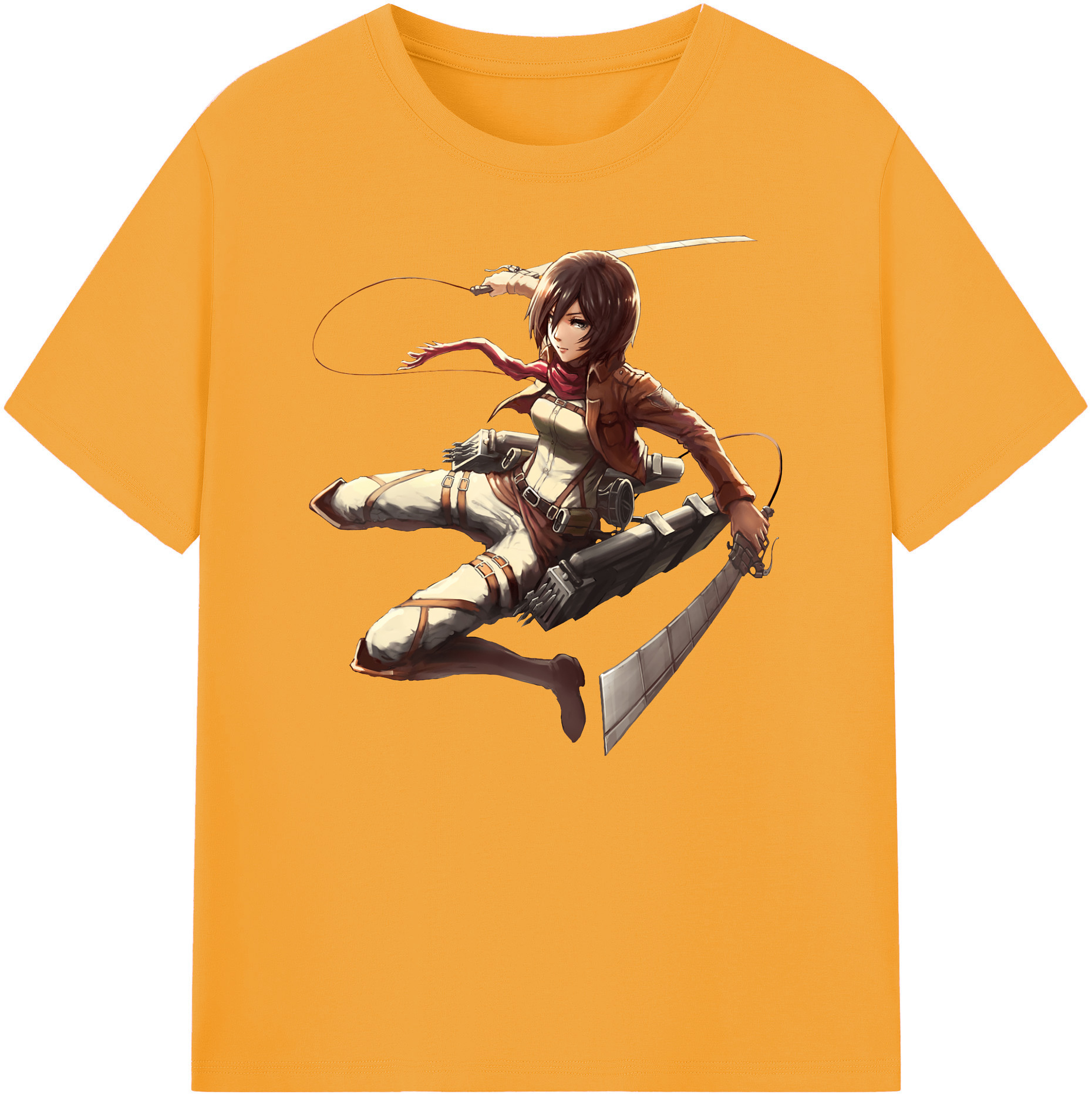 （画像用） 進撃の巨人 ミカサ·アッカーマン Attack on Titan Mikasa Ackerman 綿100％ メンズ半袖Tシャツ｜肌触りやわらか＆通気性