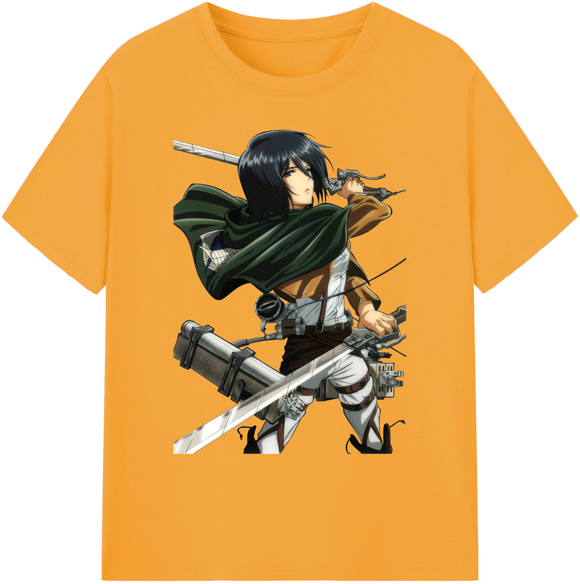 （画像用） 進撃の巨人 ミカサ·アッカーマン Attack on Titan Mikasa Ackerman 綿100％ メンズ半袖Tシャツ｜肌触りやわらか＆通気性