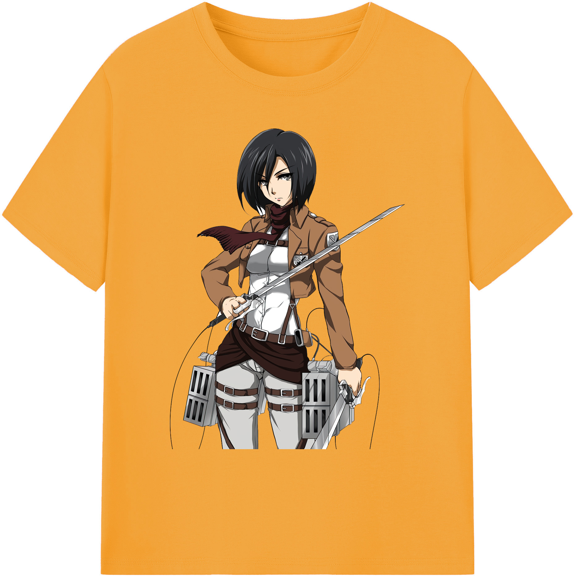 （画像用） 進撃の巨人 ミカサ·アッカーマン Attack on Titan Mikasa Ackerman 綿100％ メンズ半袖Tシャツ｜肌触りやわらか＆通気性