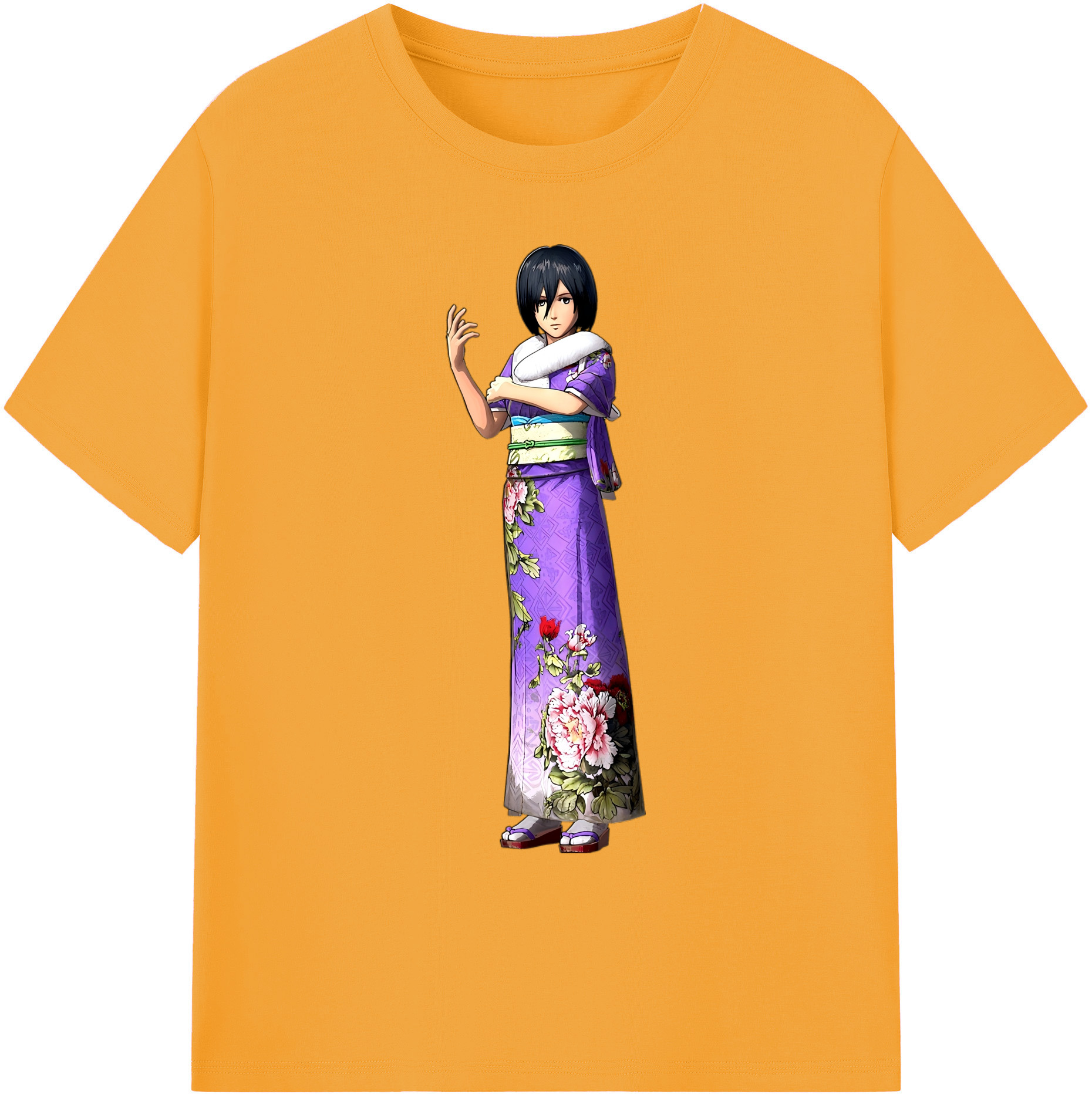 （画像用） 進撃の巨人 ミカサ·アッカーマン Attack on Titan Mikasa Ackerman 綿100％ メンズ半袖Tシャツ｜肌触りやわらか＆通気性