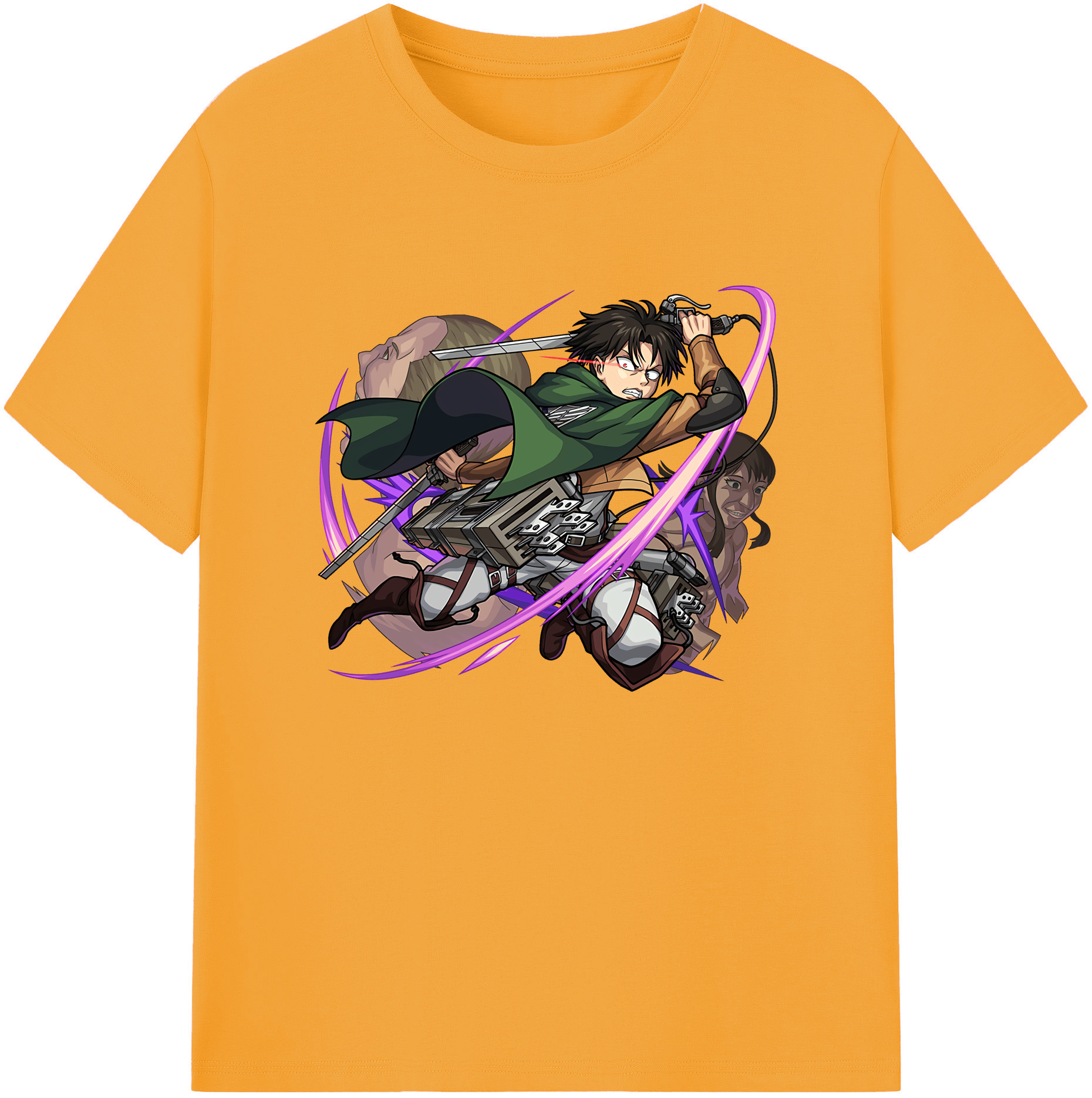 （画像用） 進撃の巨人 リヴァイ·アッカーマン Attack on Titan Levi Ackerman 綿100％ メンズ半袖Tシャツ｜肌触りやわらか＆通気性