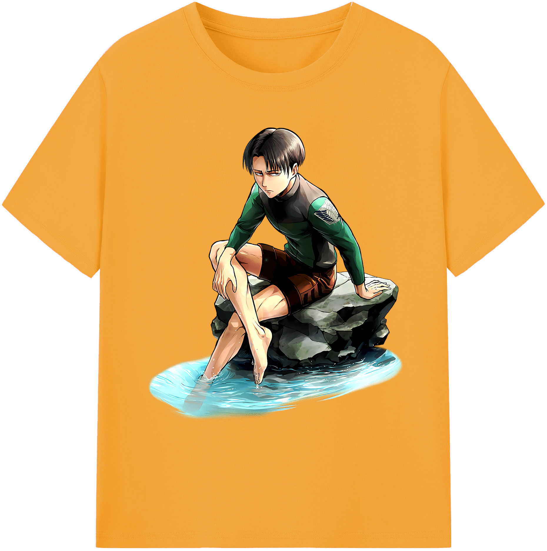 （画像用） 進撃の巨人 リヴァイ·アッカーマン Attack on Titan Levi Ackerman 綿100％ メンズ半袖Tシャツ｜肌触りやわらか＆通気性