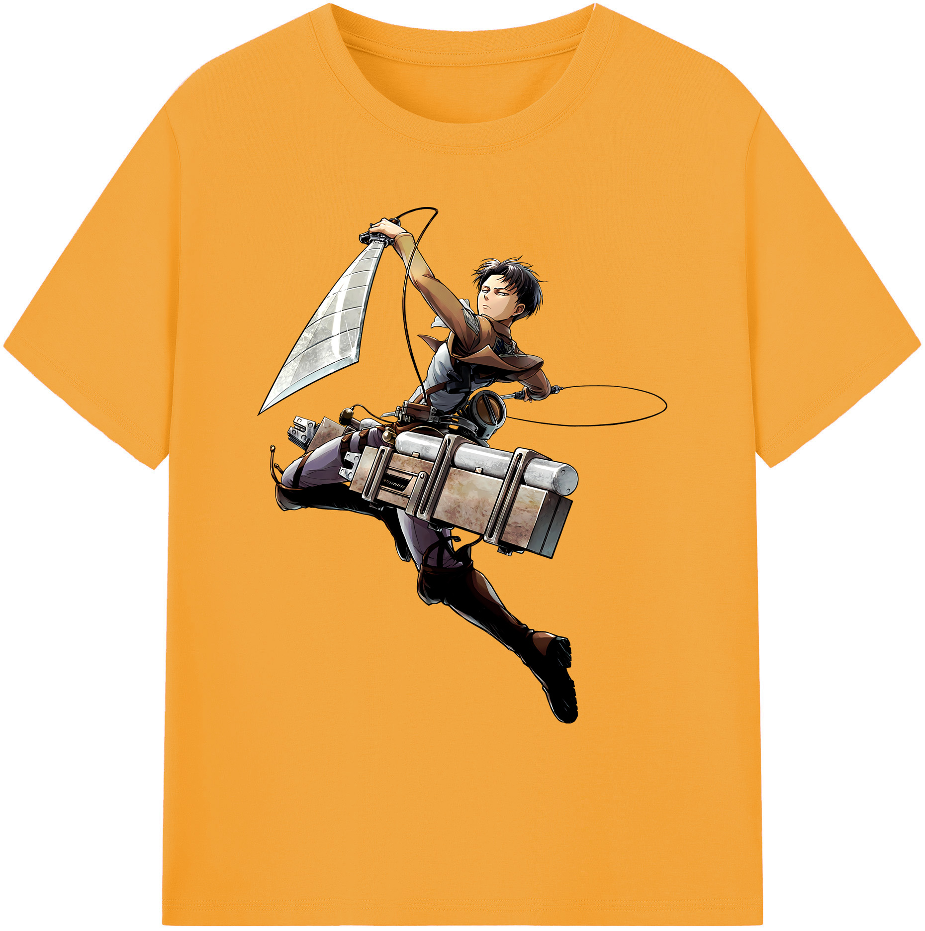 （画像用） 進撃の巨人 リヴァイ·アッカーマン Attack on Titan Levi Ackerman 綿100％ メンズ半袖Tシャツ｜肌触りやわらか＆通気性