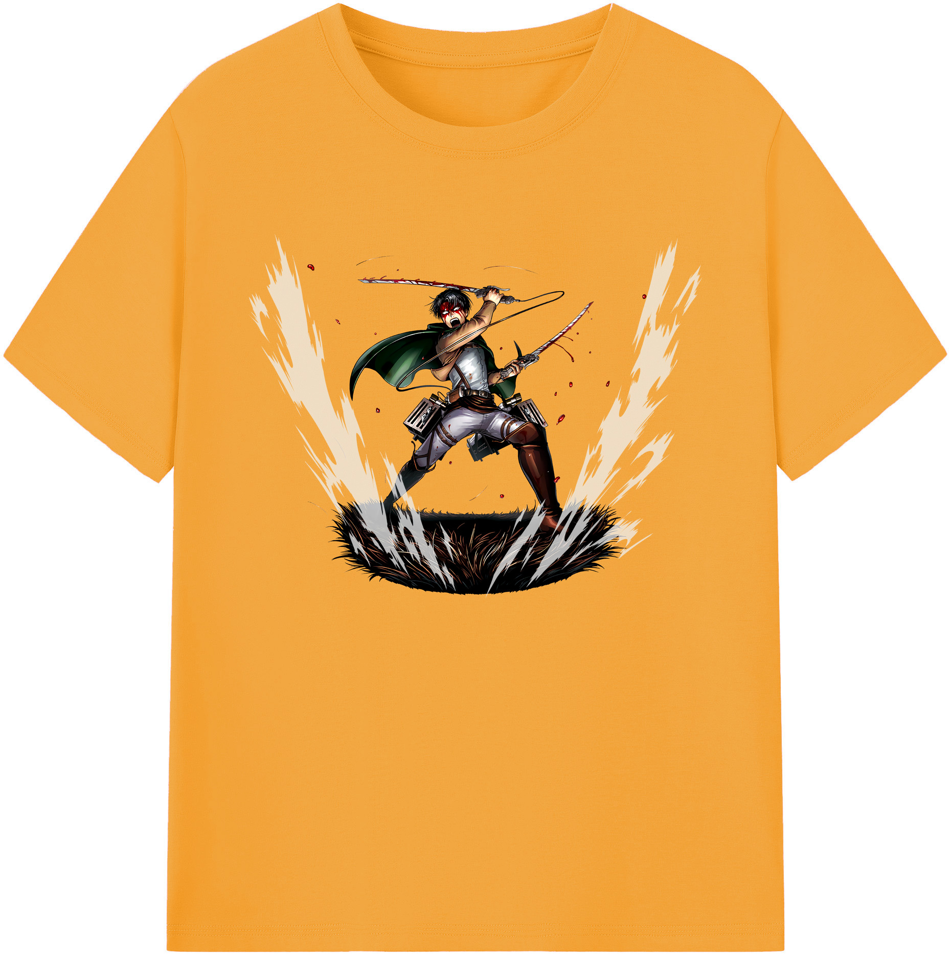 （画像用） 進撃の巨人 リヴァイ·アッカーマン Attack on Titan Levi Ackerman 綿100％ メンズ半袖Tシャツ｜肌触りやわらか＆通気性