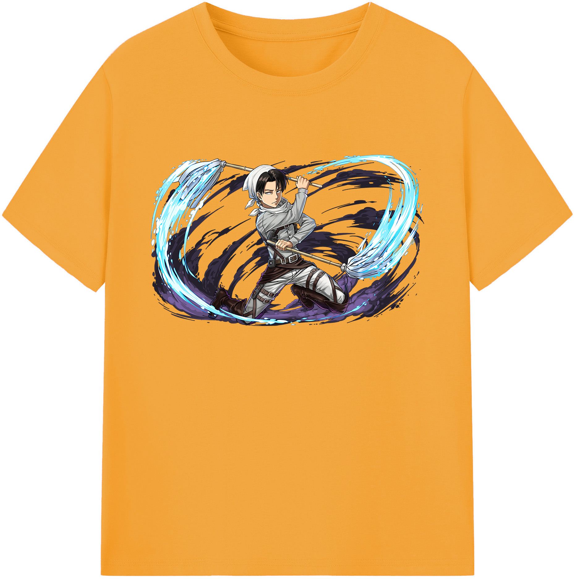（画像用） 進撃の巨人 リヴァイ·アッカーマン Attack on Titan Levi Ackerman 綿100％ メンズ半袖Tシャツ｜肌触りやわらか＆通気性