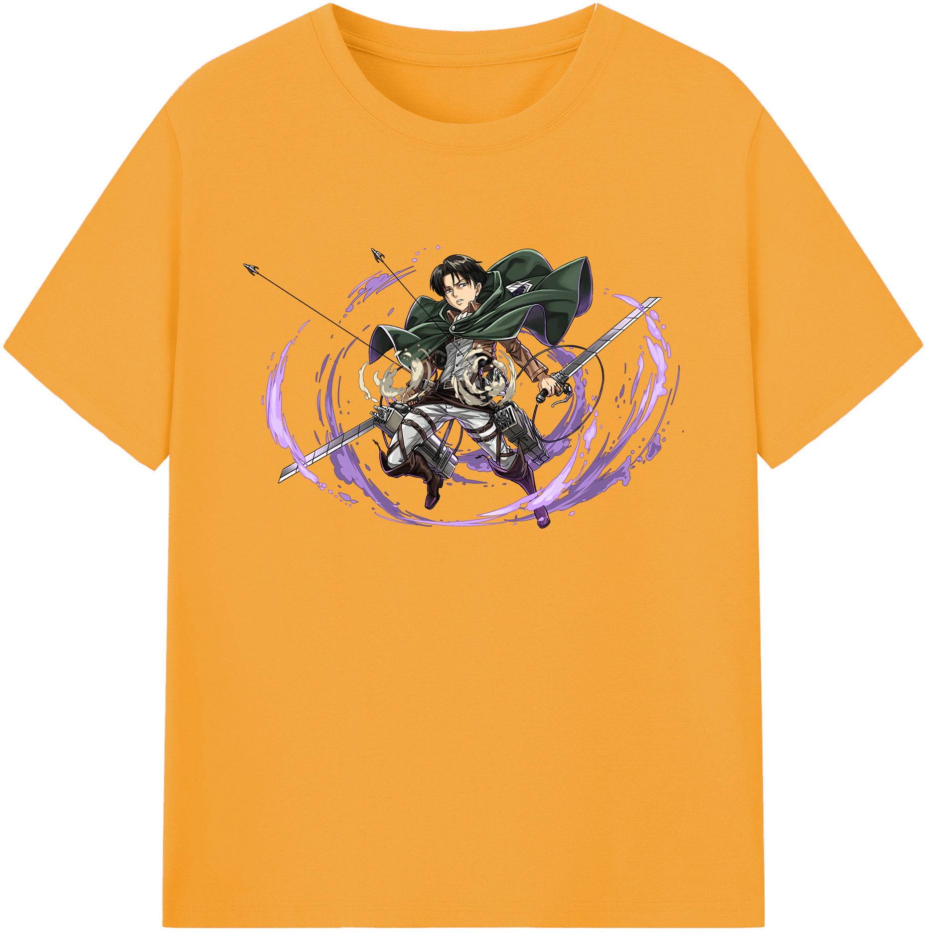 （画像用） 進撃の巨人 リヴァイ·アッカーマン Attack on Titan Levi Ackerman 綿100％ メンズ半袖Tシャツ｜肌触りやわらか＆通気性