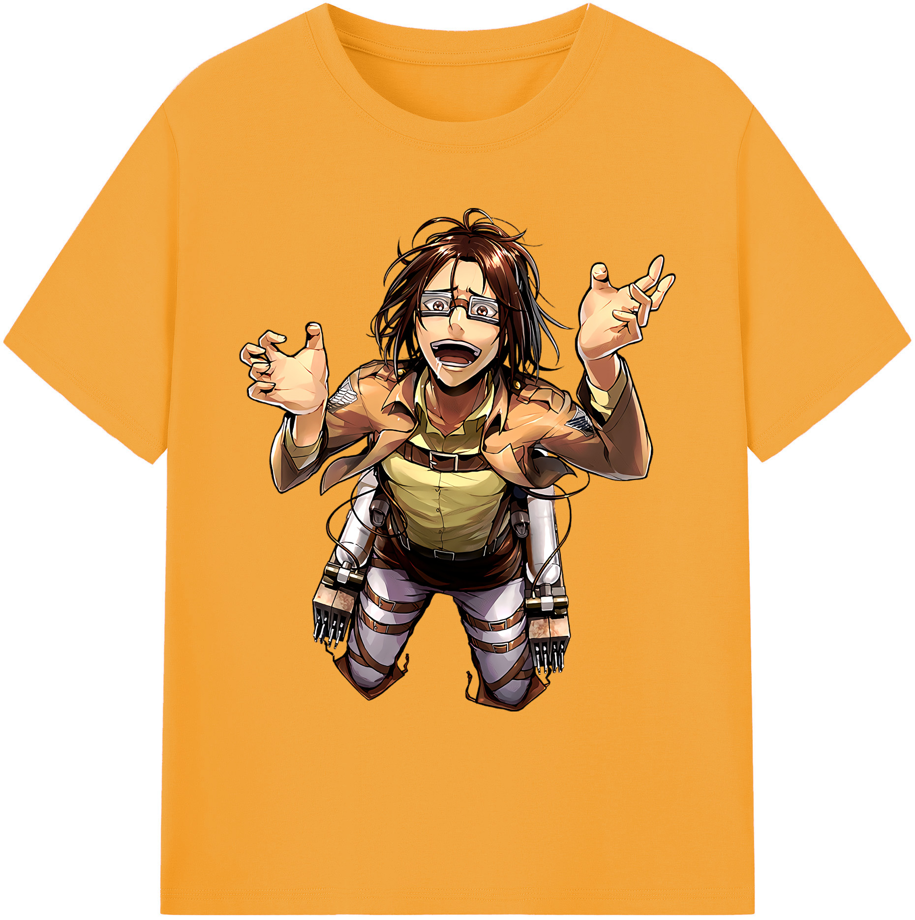 （画像用） 進撃の巨人 ハンジ·ゾエ Attack on Titan Hanji Zoe 綿100％ メンズ半袖Tシャツ｜肌触りやわらか＆通気性