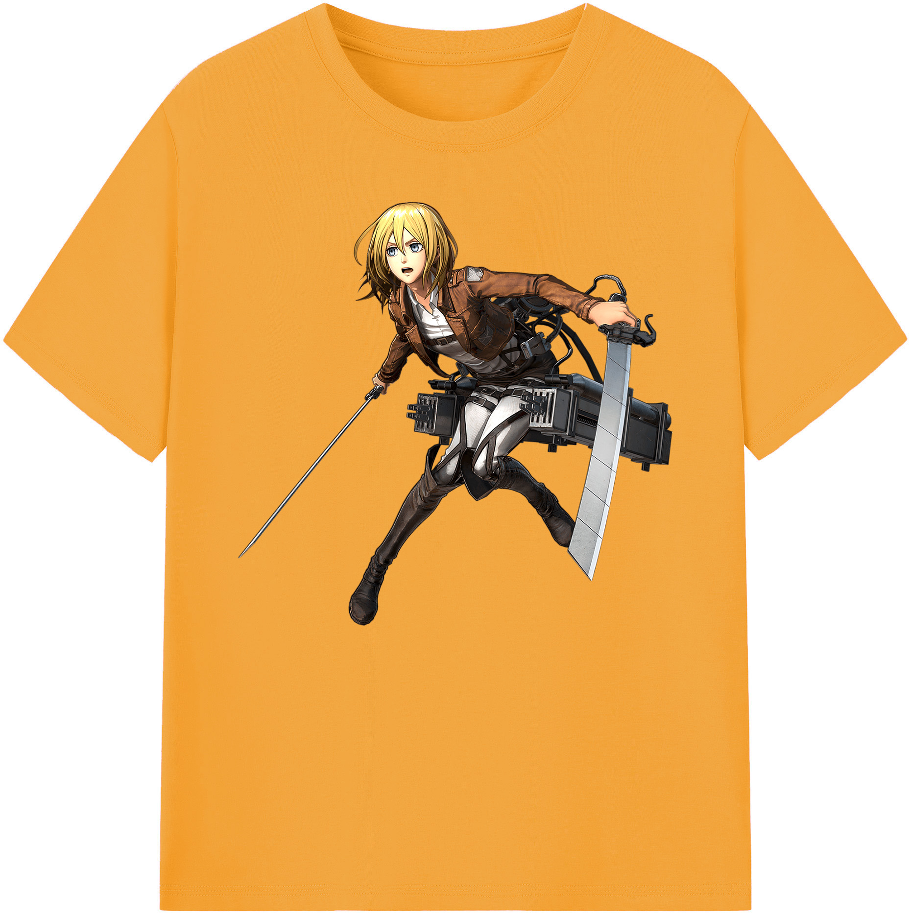 （画像用） 進撃の巨人 クリスタ·レンズ Attack on Titan Christa Lenz 綿100％ メンズ半袖Tシャツ｜肌触りやわらか＆通気性