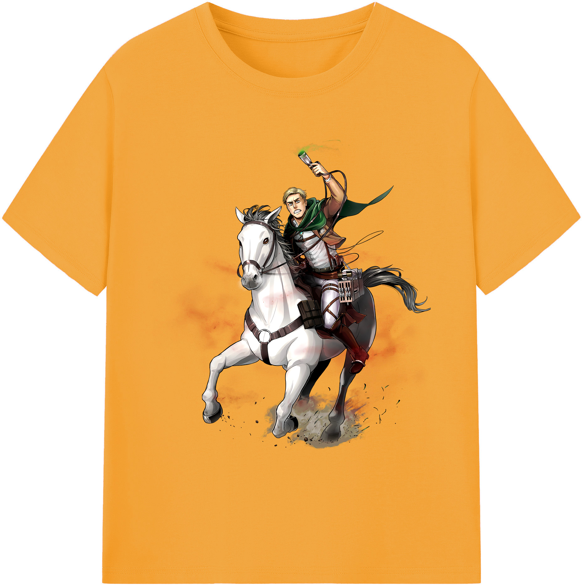 （画像用） 進撃の巨人 エルヴィン・スミス Attack on Titan Erwin Smith 綿100％ メンズ半袖Tシャツ｜肌触りやわらか＆通気性