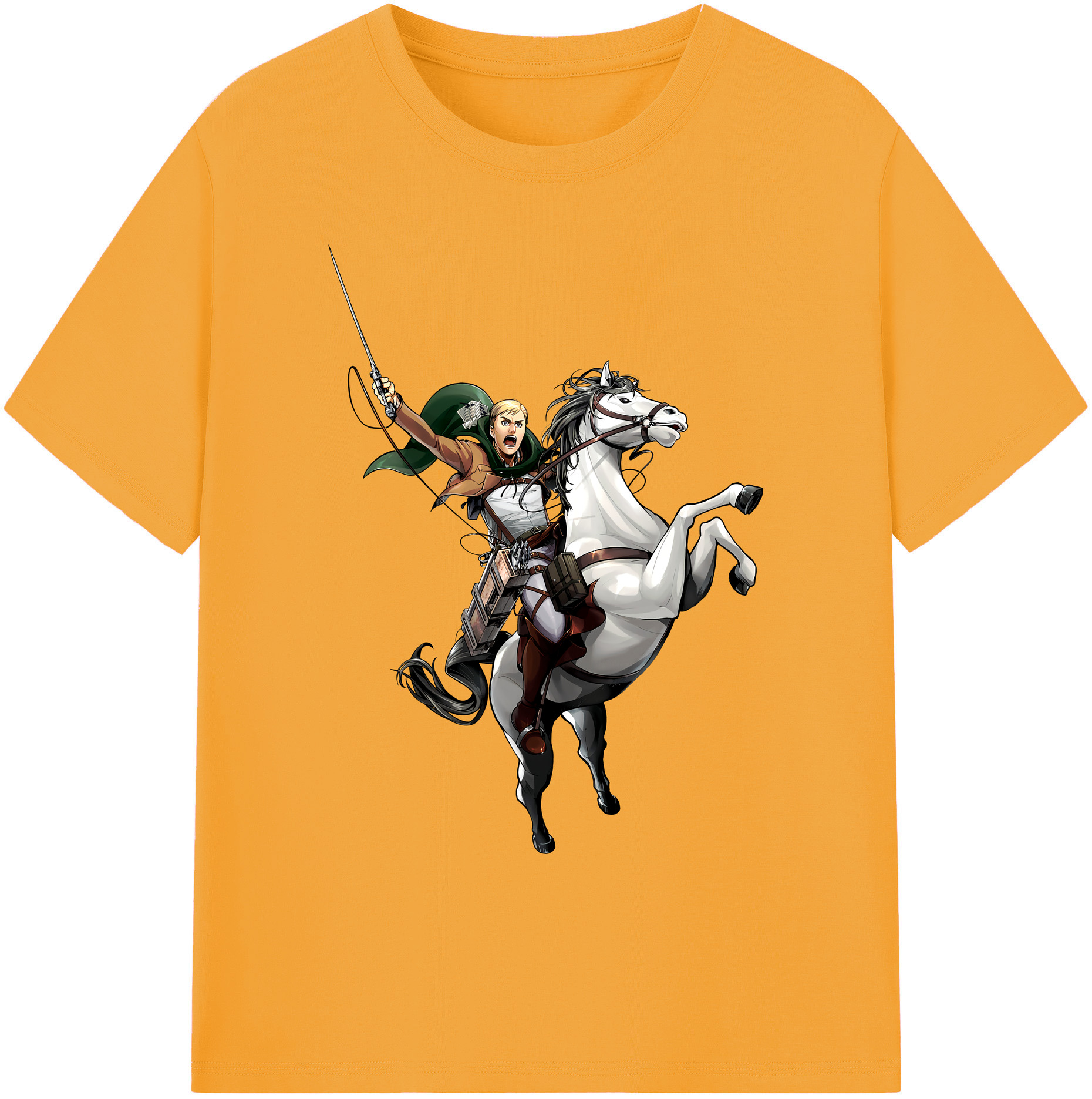 （画像用） 進撃の巨人 エルヴィン・スミス Attack on Titan Erwin Smith 綿100％ メンズ半袖Tシャツ｜肌触りやわらか＆通気性