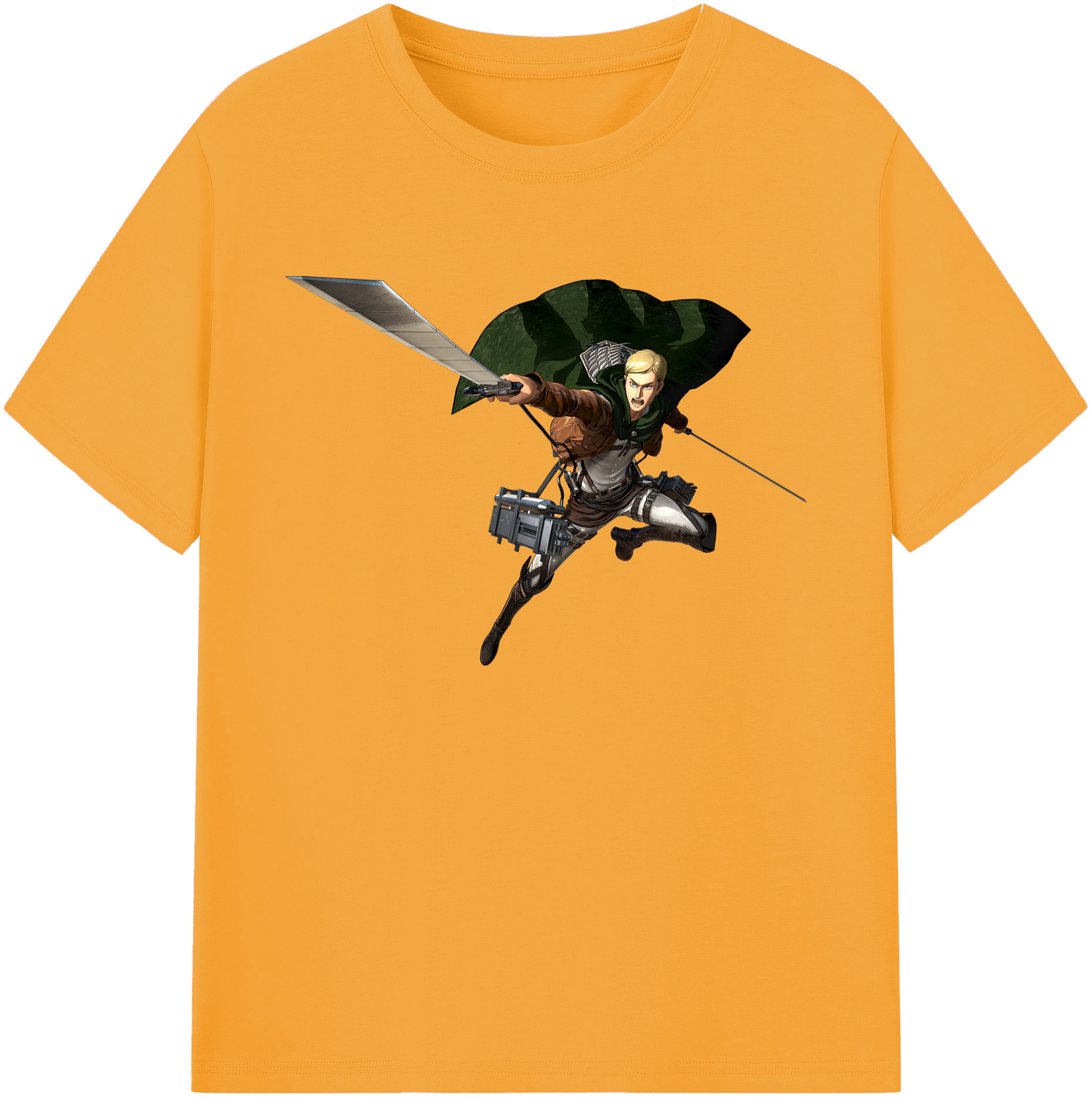 （画像用） 進撃の巨人 エルヴィン・スミス Attack on Titan Erwin Smith 綿100％ メンズ半袖Tシャツ｜肌触りやわらか＆通気性