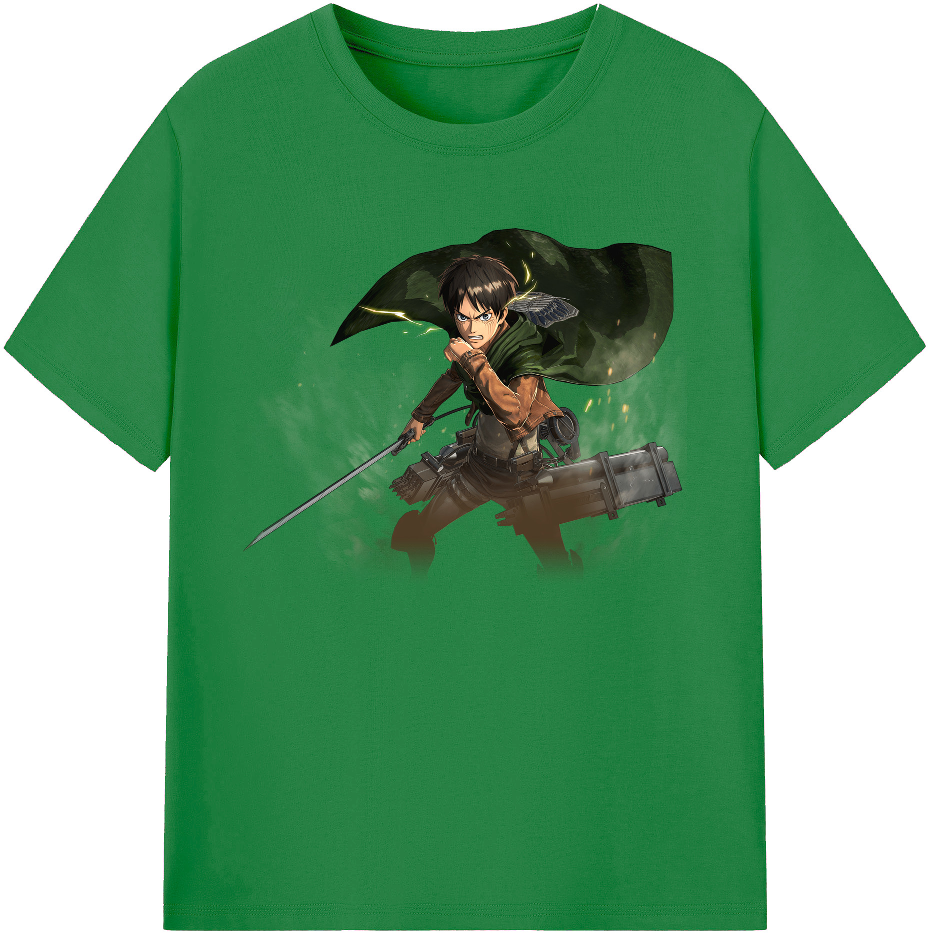 （画像用） 進撃の巨人 エレン･イェーガー Attack on Titan Eren Jäger 綿100％ メンズ半袖Tシャツ｜肌触りやわらか＆通気性