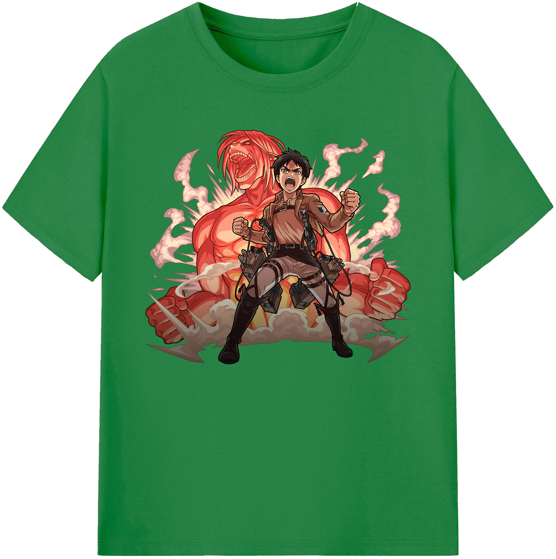 （画像用） 進撃の巨人 エレン･イェーガー Attack on Titan Eren Jäger 綿100％ メンズ半袖Tシャツ｜肌触りやわらか＆通気性