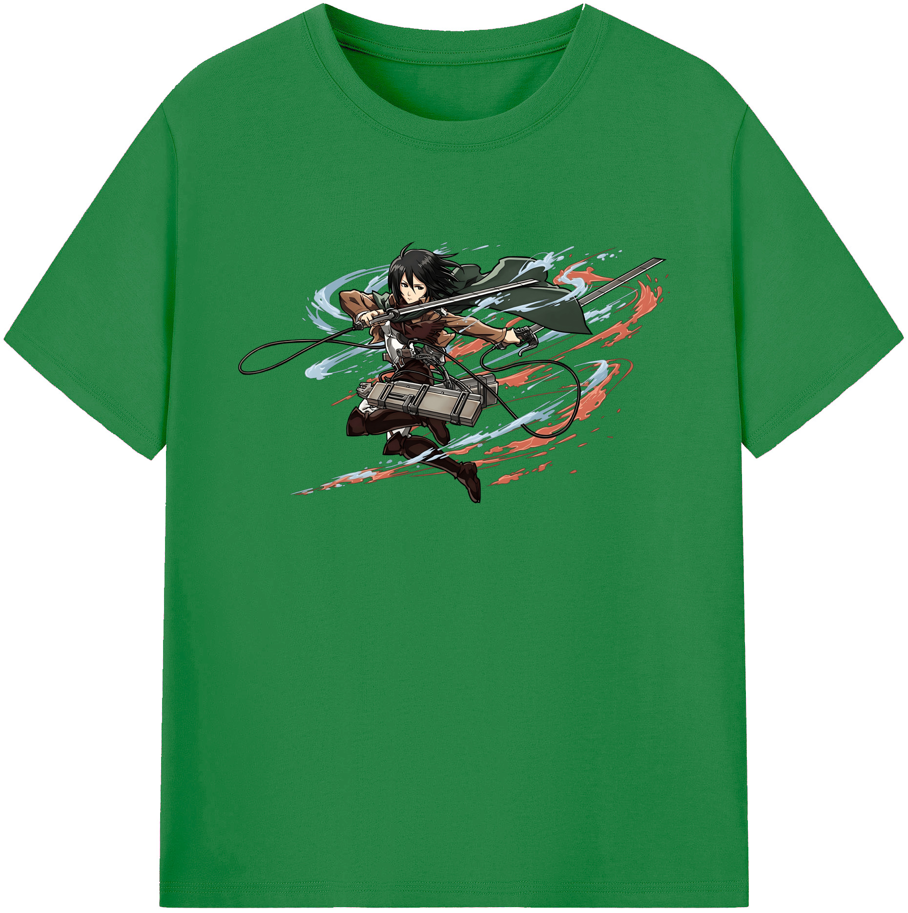 （画像用） 進撃の巨人 ミカサ·アッカーマン Attack on Titan Mikasa Ackerman 綿100％ メンズ半袖Tシャツ｜肌触りやわらか＆通気性