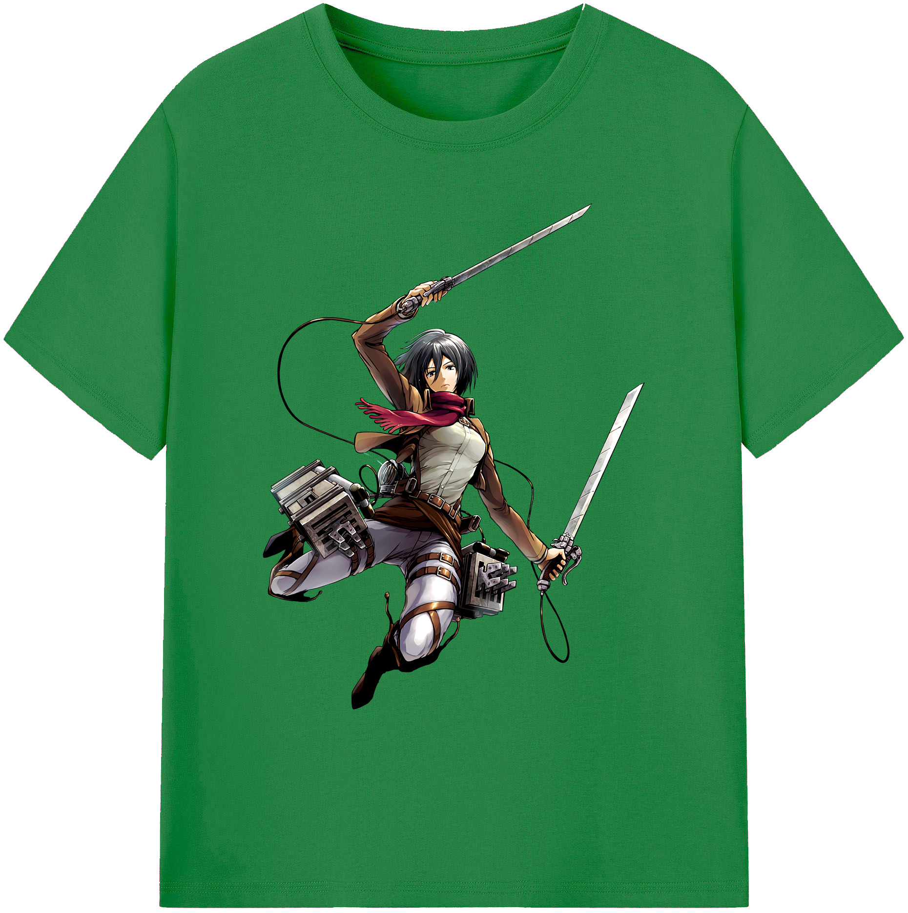（画像用） 進撃の巨人 ミカサ·アッカーマン Attack on Titan Mikasa Ackerman 綿100％ メンズ半袖Tシャツ｜肌触りやわらか＆通気性