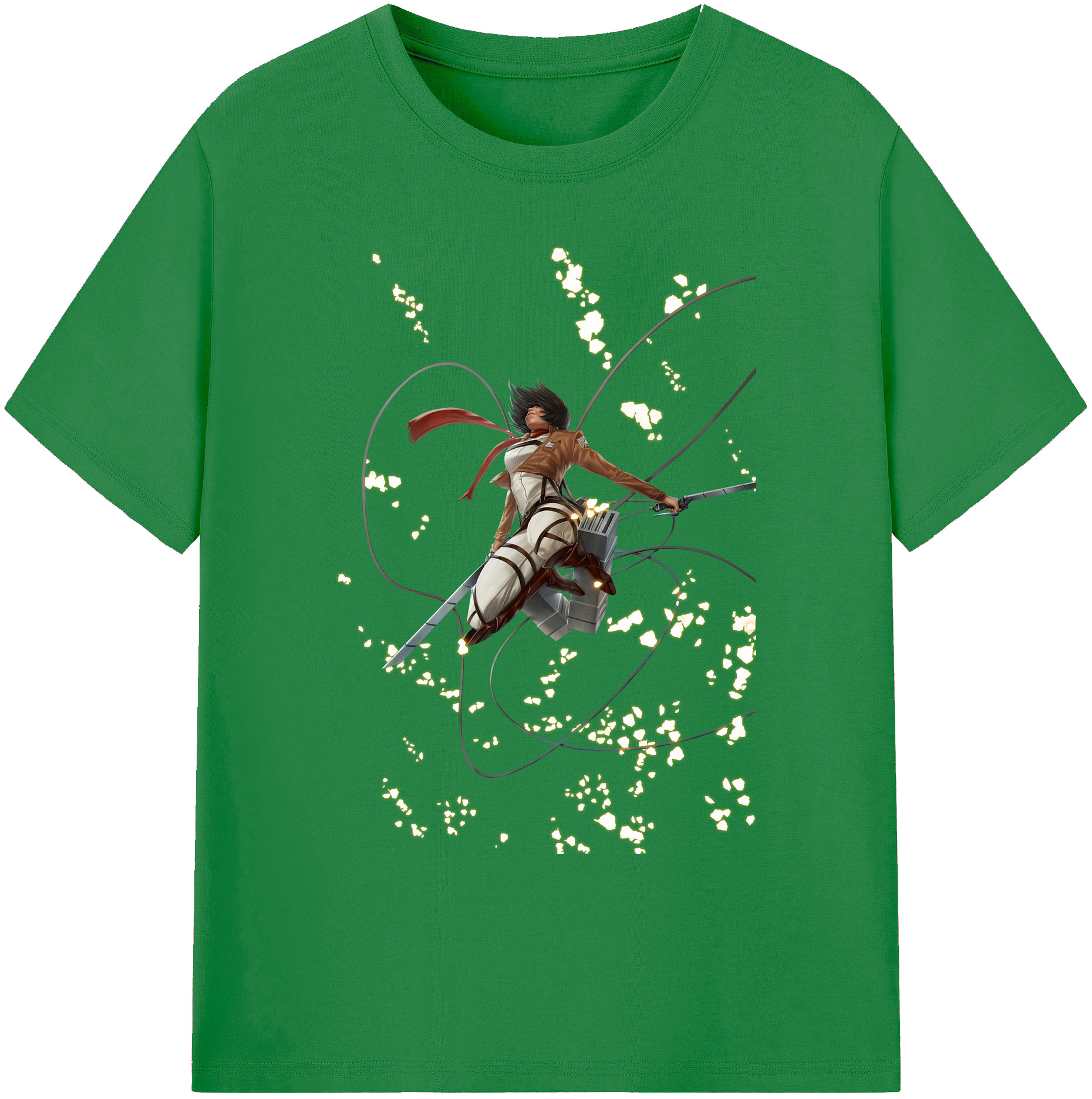 （画像用） 進撃の巨人 ミカサ·アッカーマン Attack on Titan Mikasa Ackerman 綿100％ メンズ半袖Tシャツ｜肌触りやわらか＆通気性