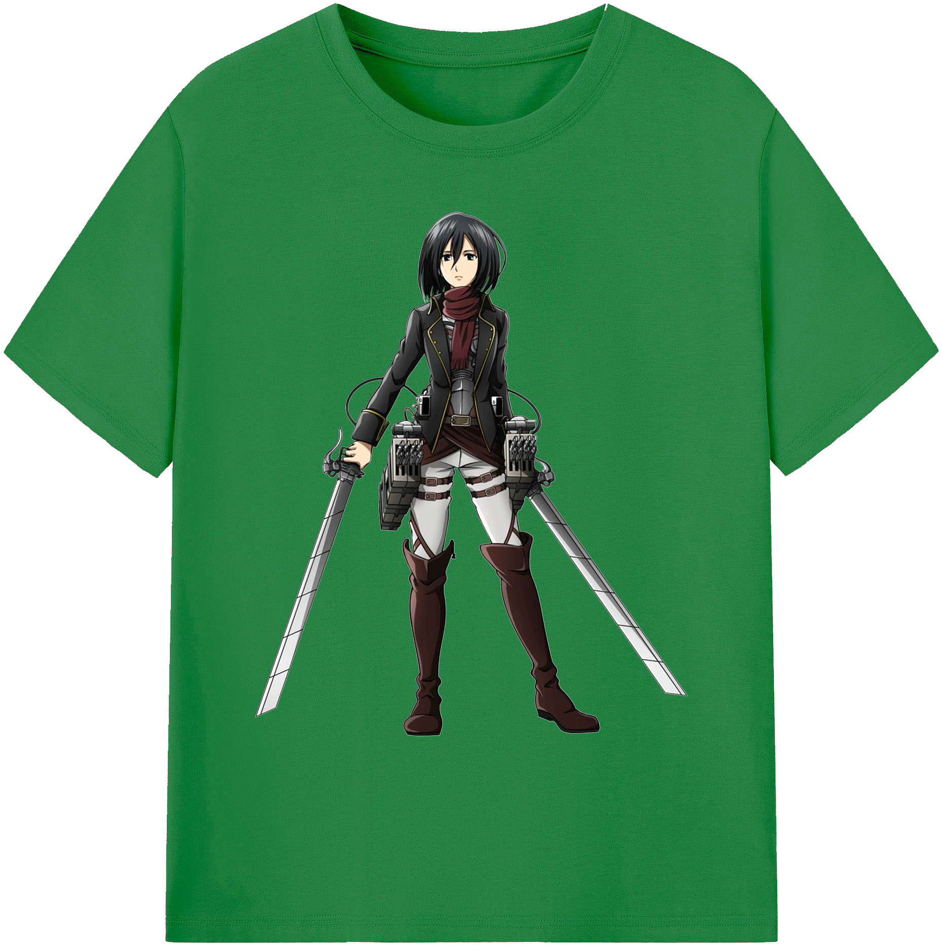 （画像用） 進撃の巨人 ミカサ·アッカーマン Attack on Titan Mikasa Ackerman 綿100％ メンズ半袖Tシャツ｜肌触りやわらか＆通気性