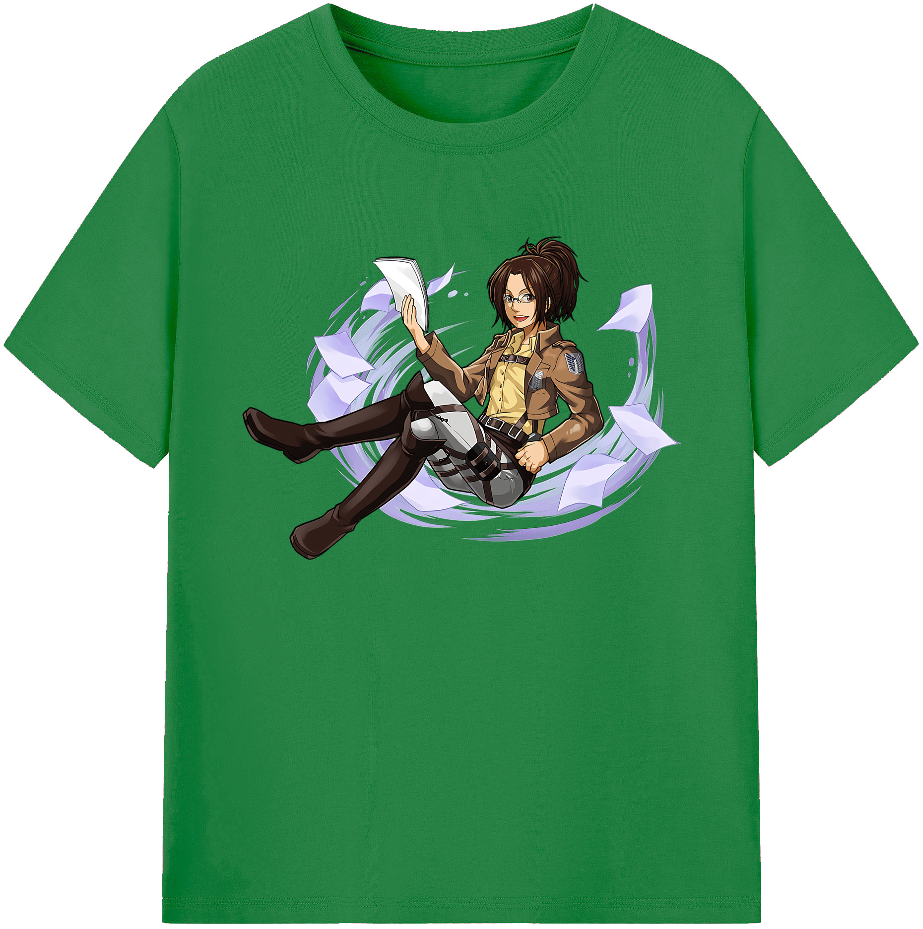 （画像用） 進撃の巨人 ハンジ·ゾエ Attack on Titan Hanji Zoe 綿100％ メンズ半袖Tシャツ｜肌触りやわらか＆通気性