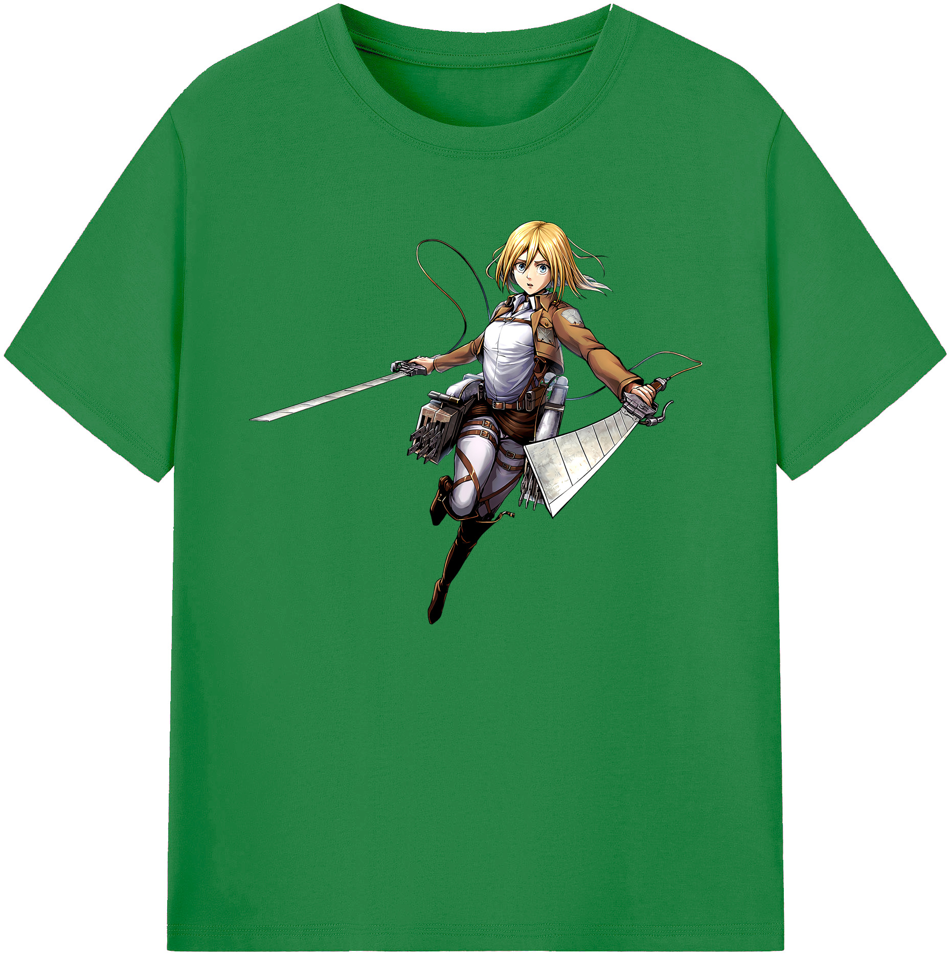（画像用） 進撃の巨人 クリスタ·レンズ Attack on Titan Christa Lenz 綿100％ メンズ半袖Tシャツ｜肌触りやわらか＆通気性