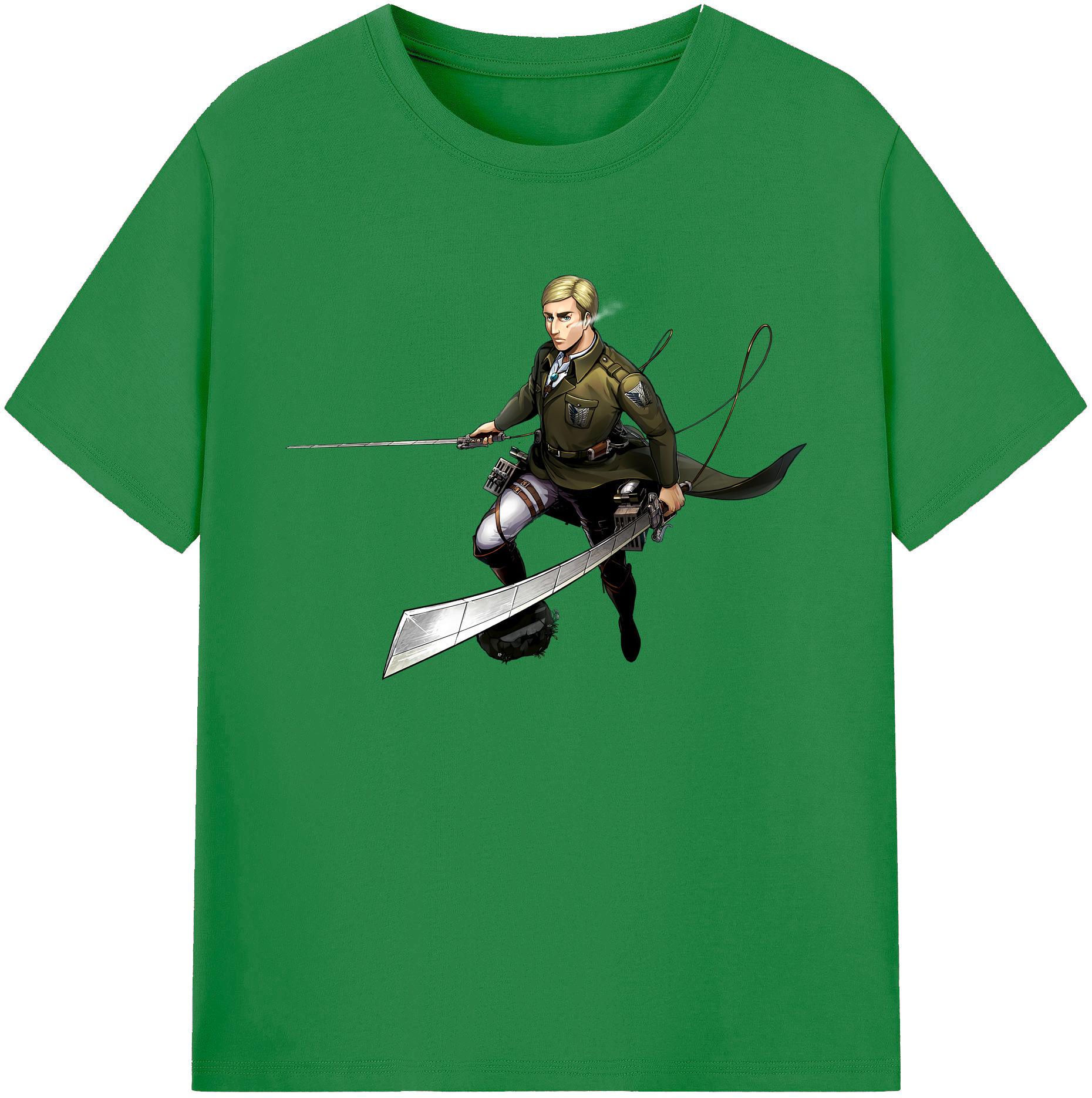 （画像用） 進撃の巨人 エルヴィン・スミス Attack on Titan Erwin Smith 綿100％ メンズ半袖Tシャツ｜肌触りやわらか＆通気性