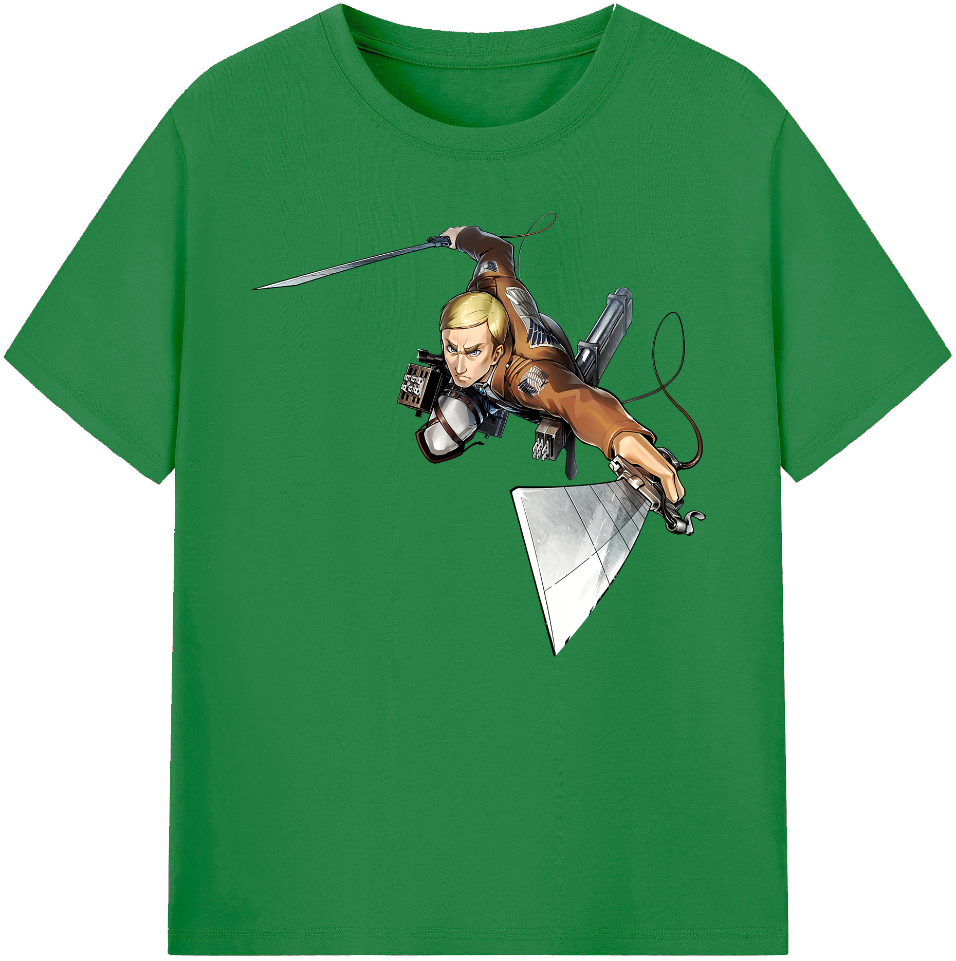 （画像用） 進撃の巨人 エルヴィン・スミス Attack on Titan Erwin Smith 綿100％ メンズ半袖Tシャツ｜肌触りやわらか＆通気性